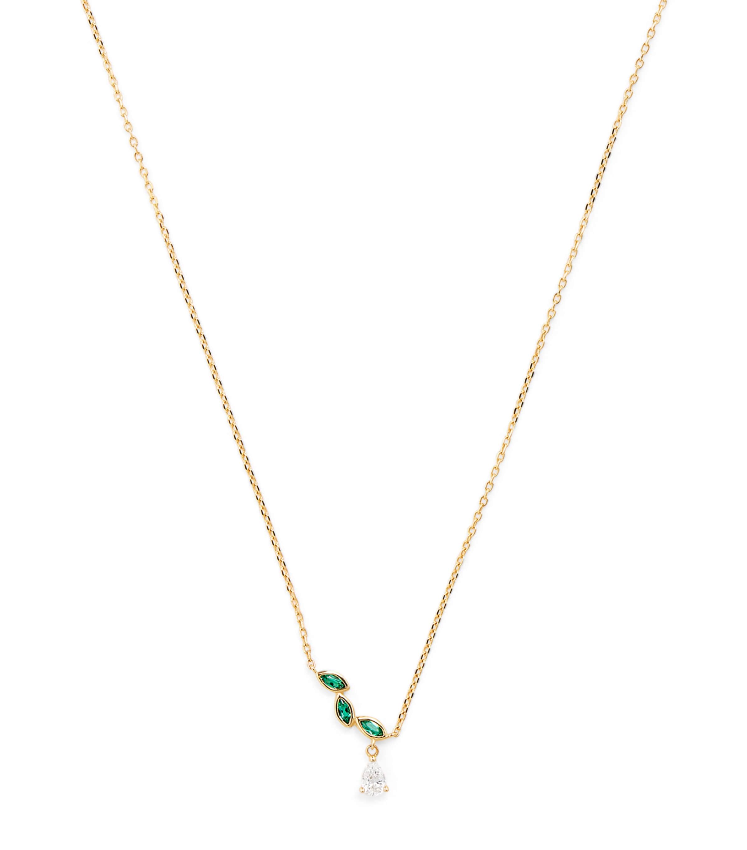 Astrid & Miyu Yellow Gold, Diamond and Emerald Necklace Gold Image 1