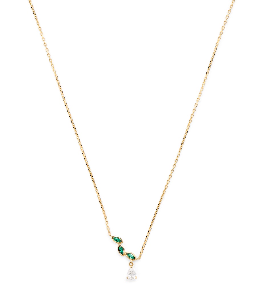 Astrid & Miyu Yellow Gold, Diamond and Emerald Necklace Gold Image 1