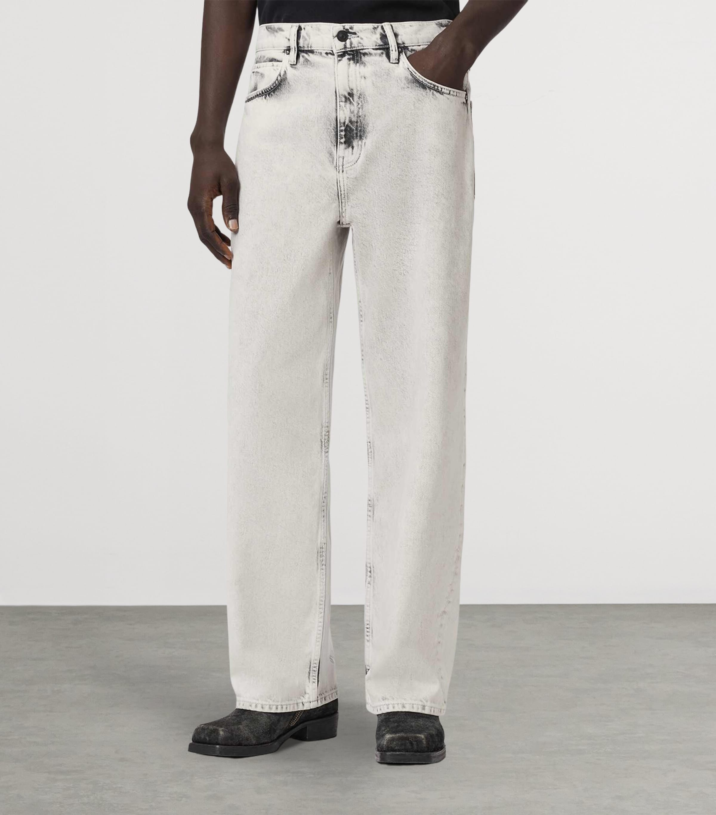 AllSaints Mens Lenny Lux Wide-Leg Jeans Washed Grey Image 3