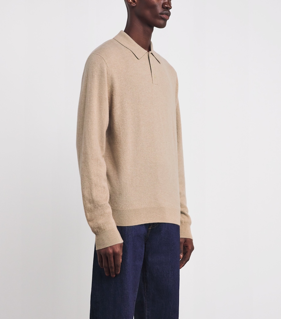 Cashmere Long-Sleeve Polo Shirt 1PM - BEIGE Image 3