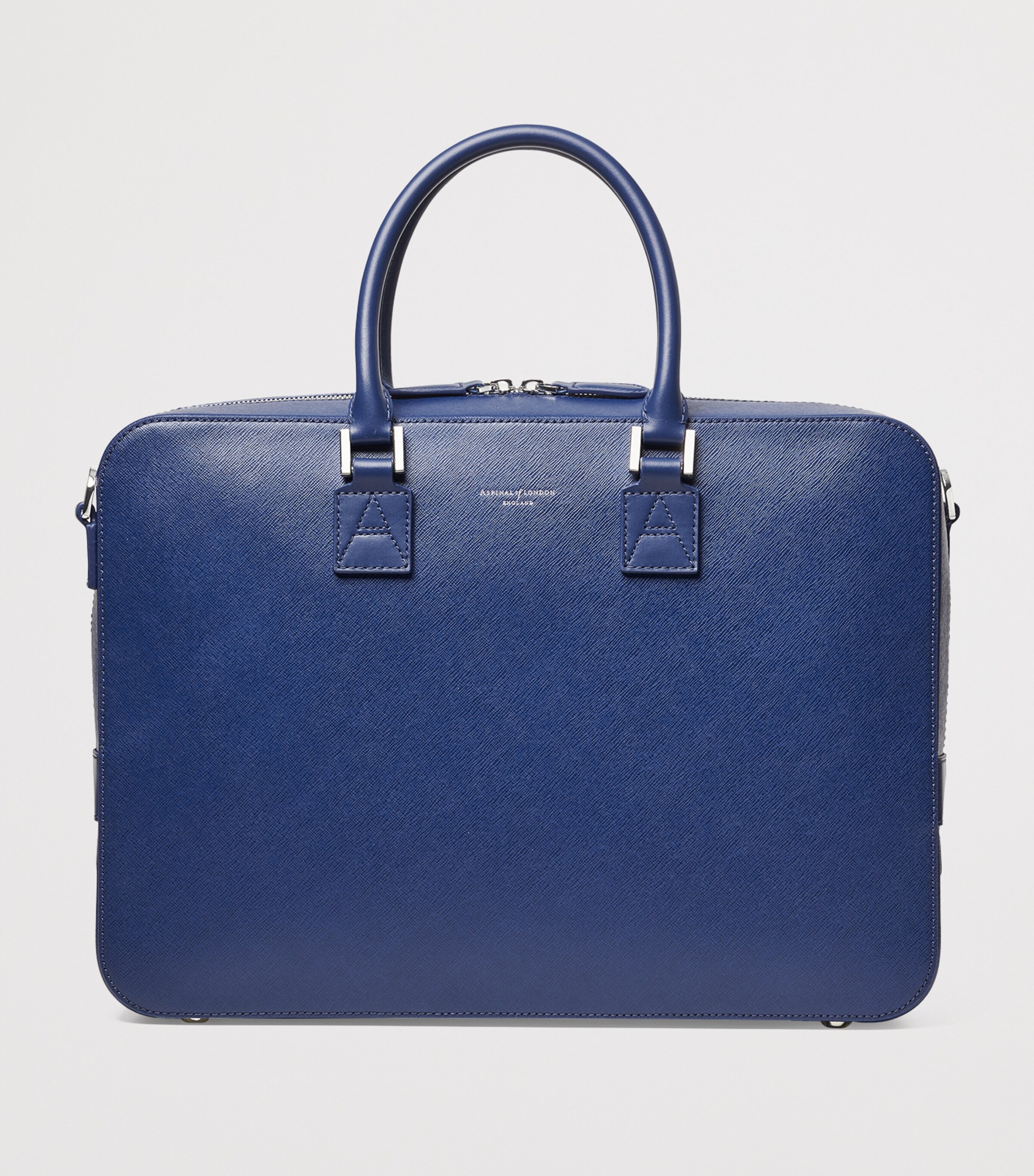 Aspinal Of London Mens Leather Mount Street Laptop Briefcase Bag Caspianblue Image 2