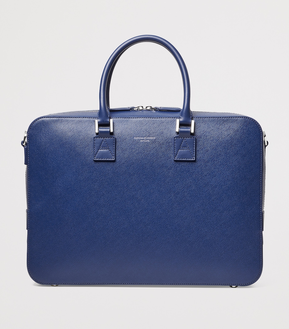 Aspinal Of London Mens Leather Mount Street Laptop Briefcase Bag Caspianblue Image 2