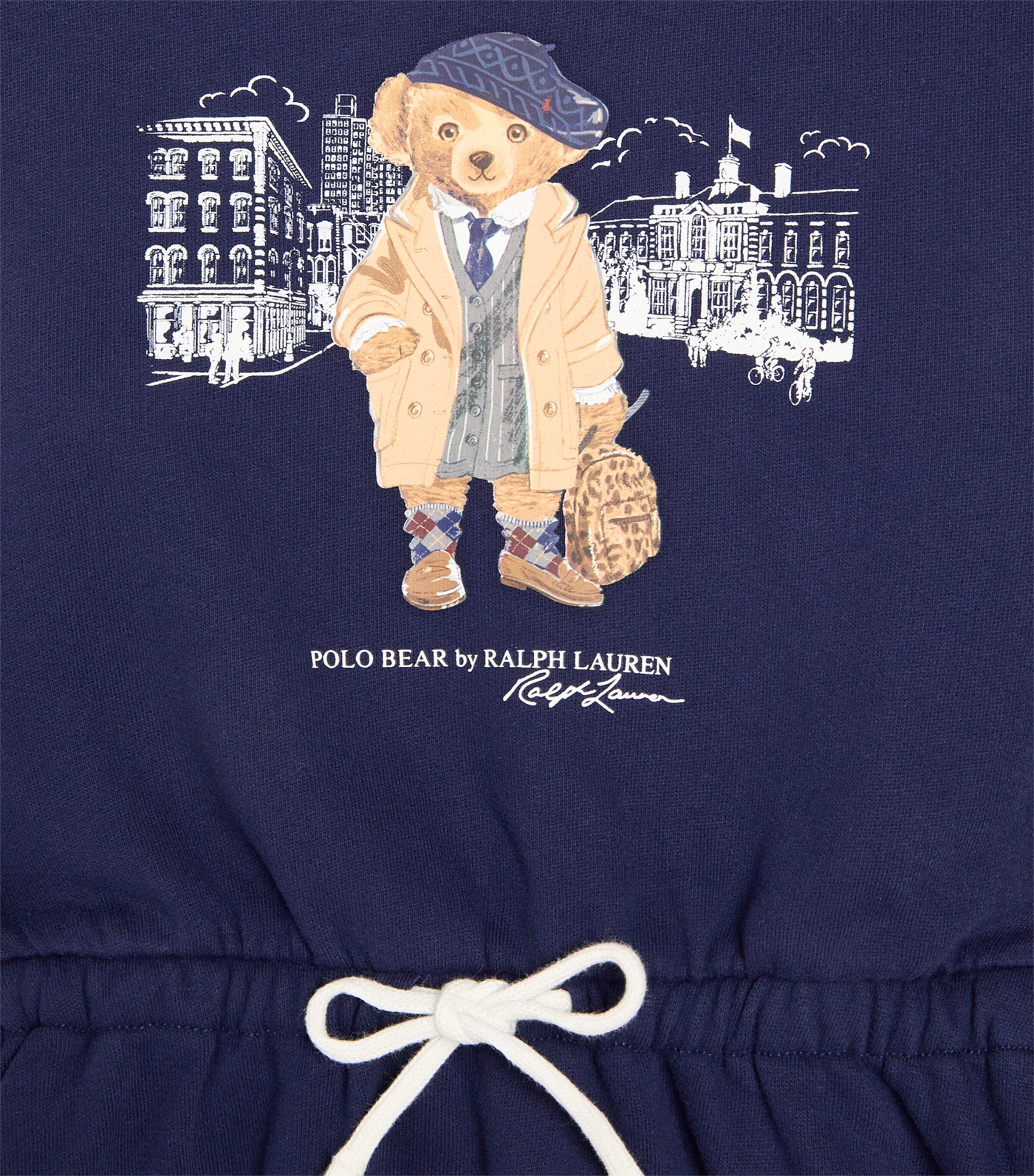 Ralph Lauren Kids Cotton-Blend Polo Bear Sweatshirt Dress (2-7 Years) Navy Image 3