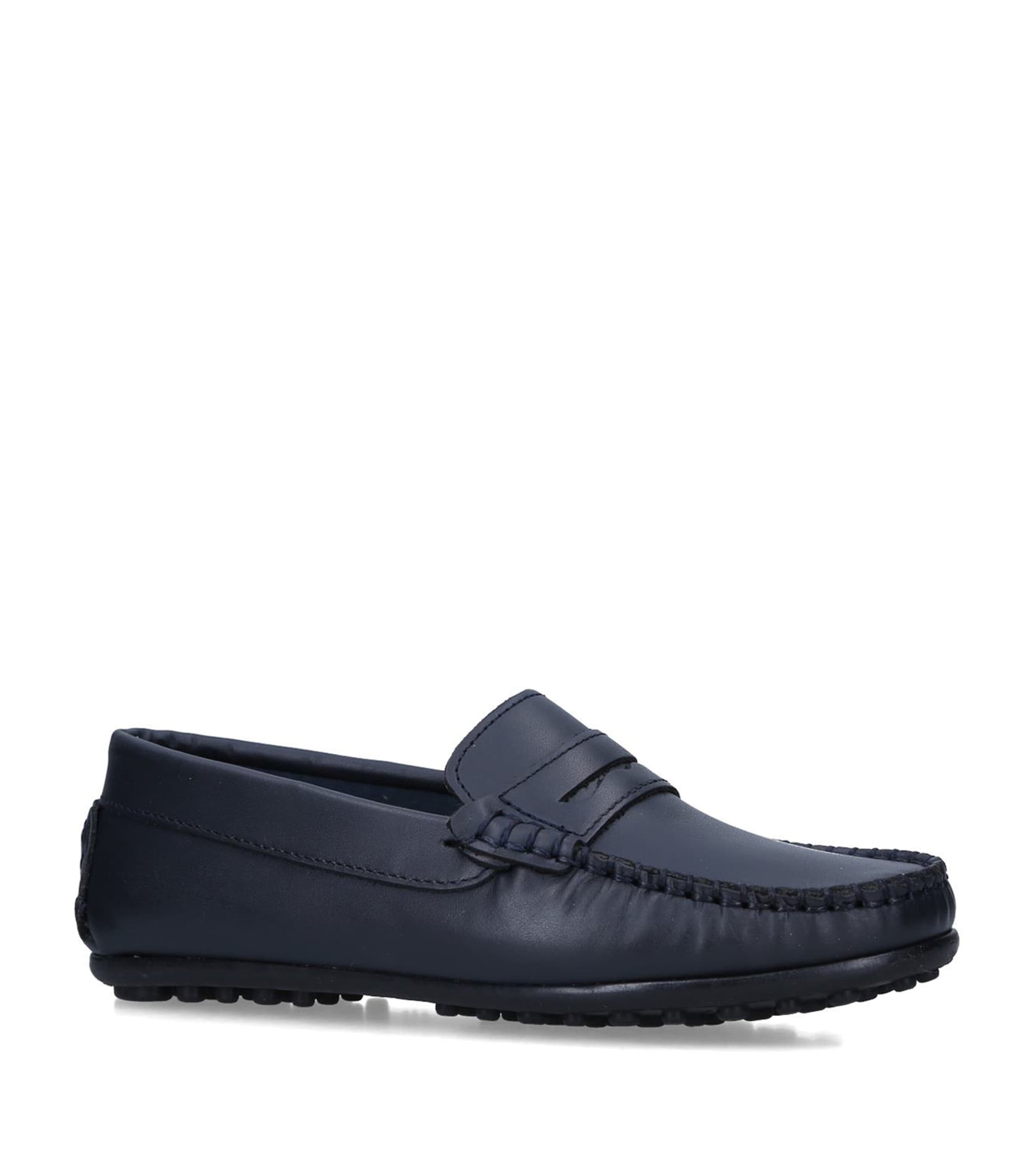 Shop Papouelli Leather Felix Loafers In Navy