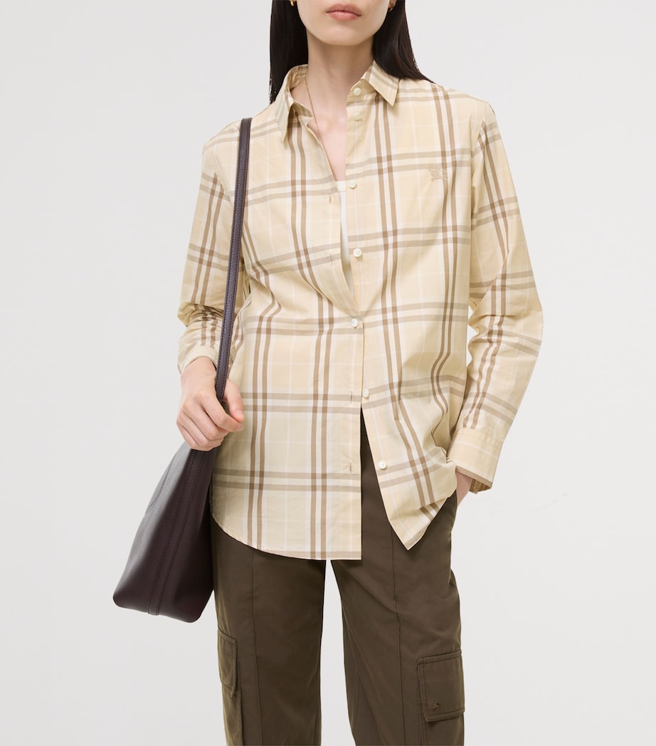Burberry Womens Cotton Check Shirt Yarn Beige Ip Check Image 2