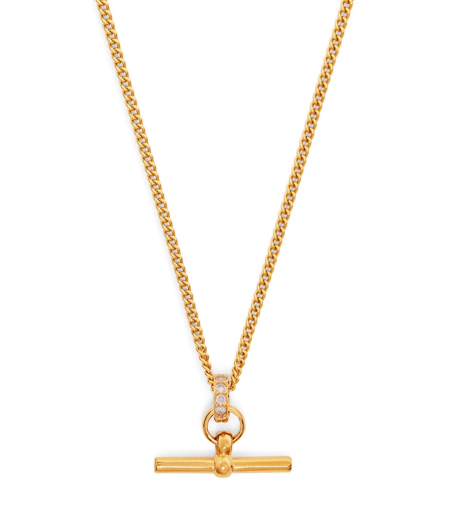 TILLY SVEAAS Gold-Plated Crystal T-Bar Necklace Gold Image 1