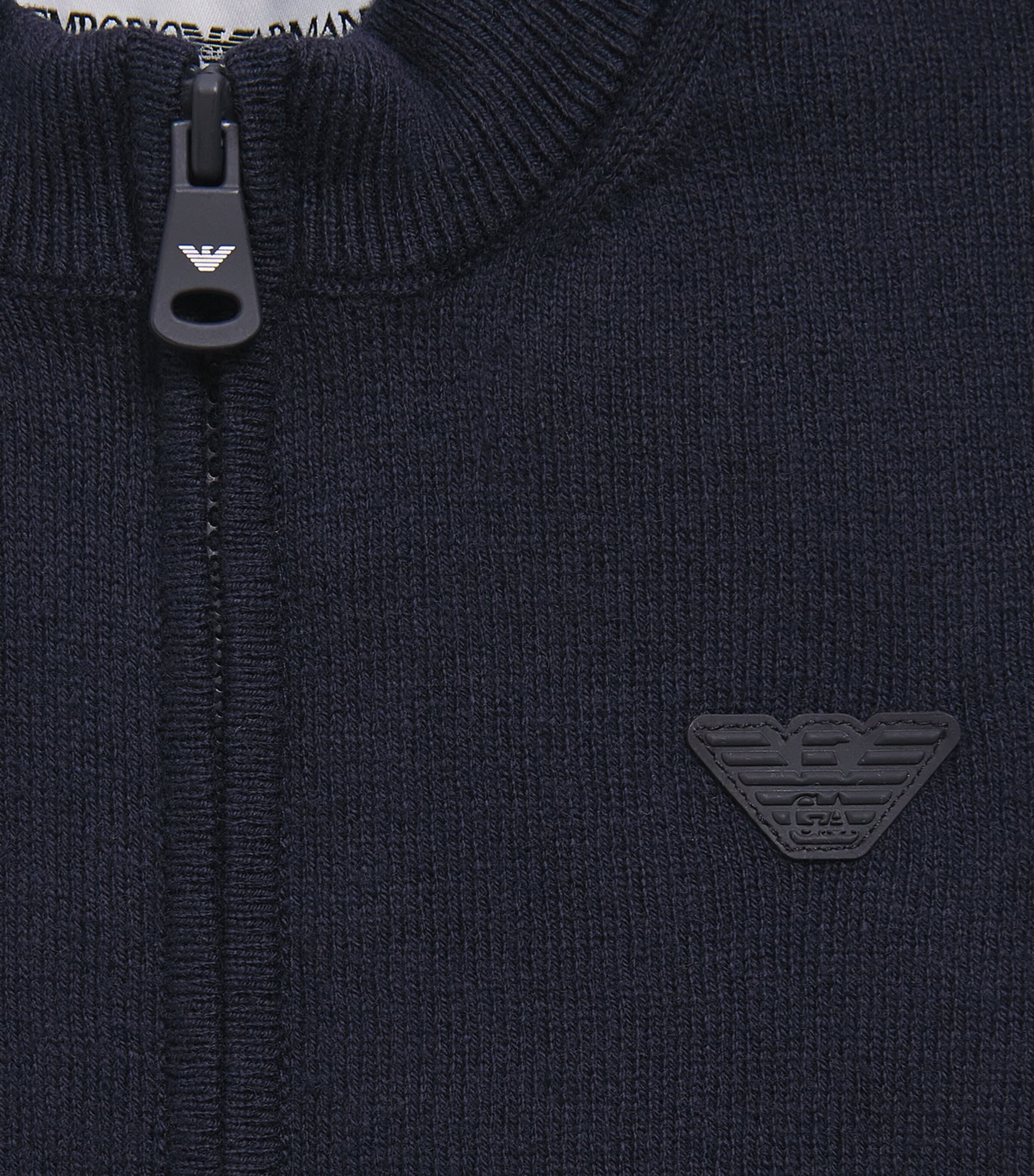 Emporio Armani Kids Eagle Zip-Up Cardigan (6-36 Months) Iconico Blu Image 3