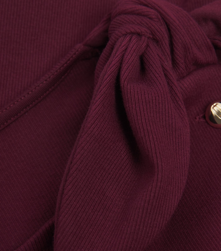 Cotton-Blend Bow-Detail Top BURGUNDY Image 5