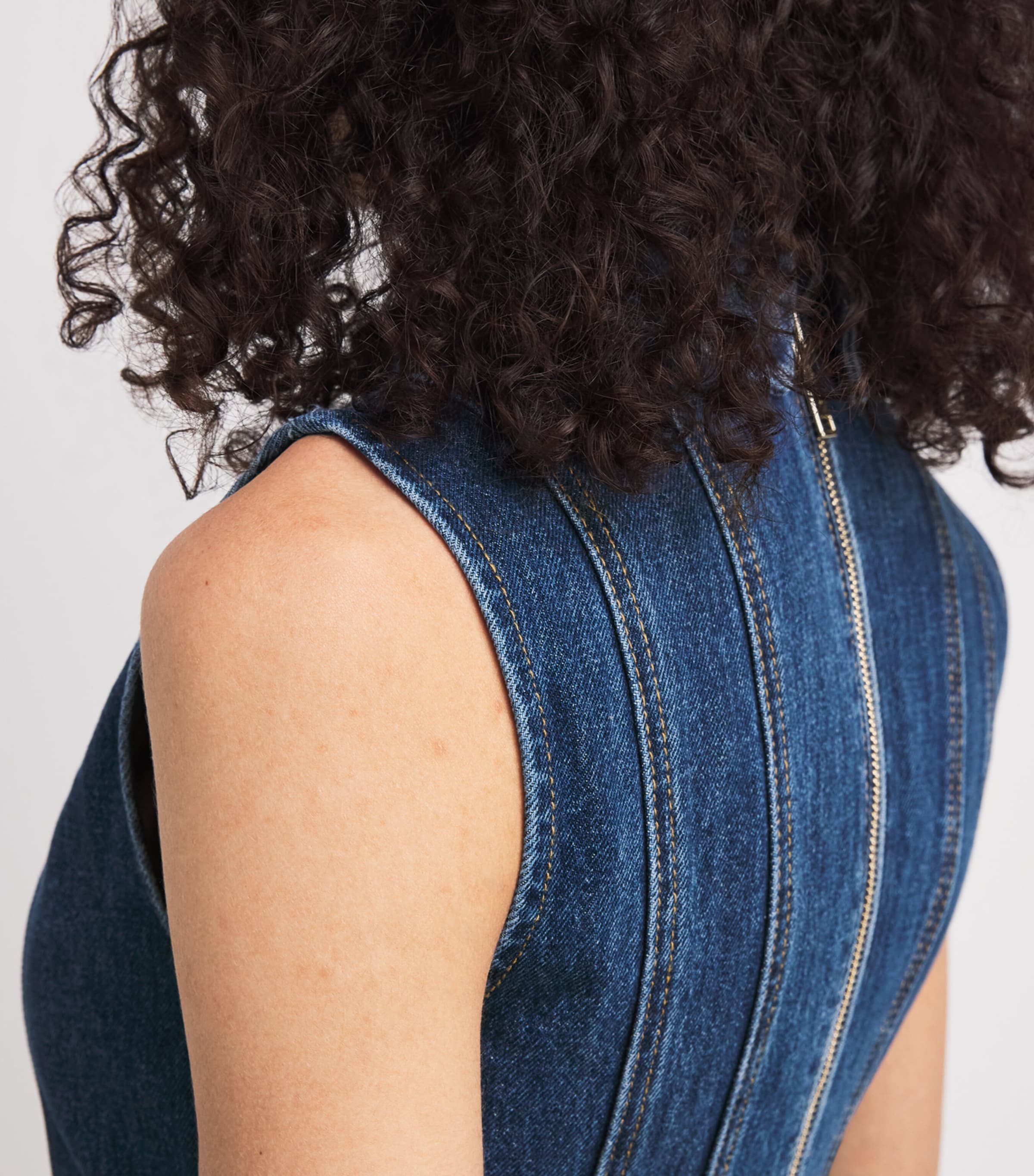 Self-Portrait Womens Denim Flared Mini Dress Blue Image 5