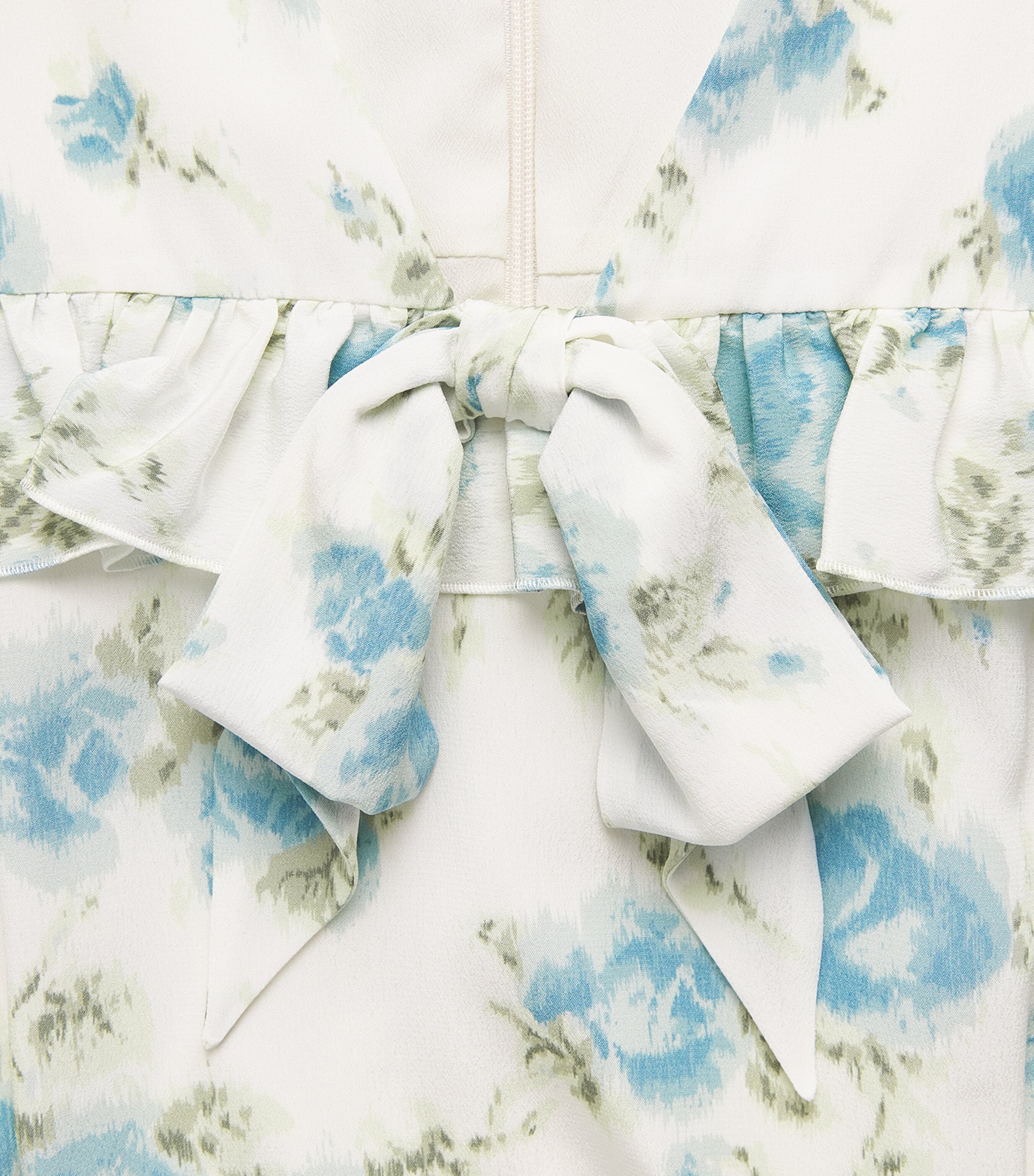 Alessandra Rich Womens Silk Floral Ruffled Midi Dress Blue White Image 6