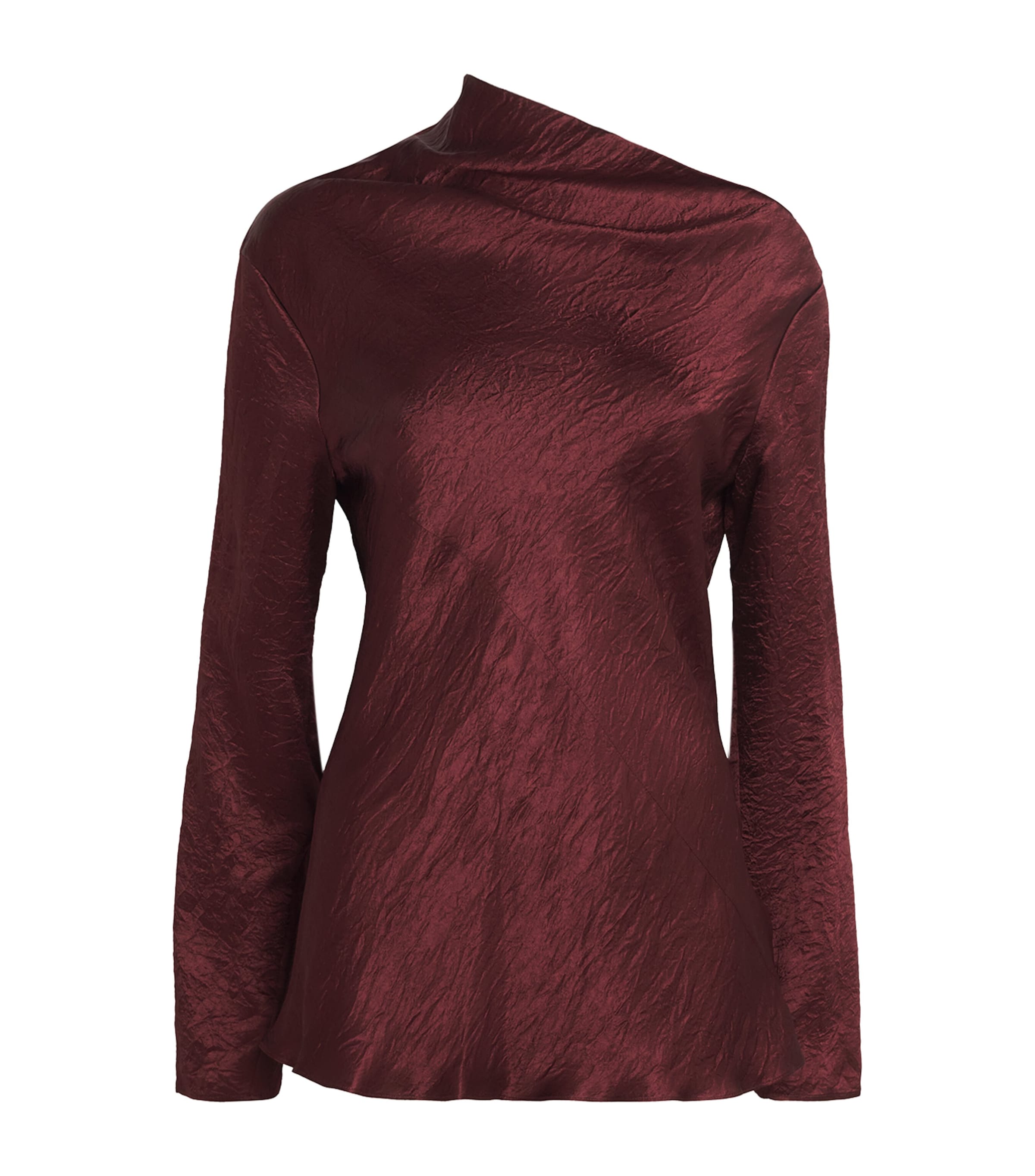 Lauren Manoogian Satin Draped Luster T-shirt In Burgundy