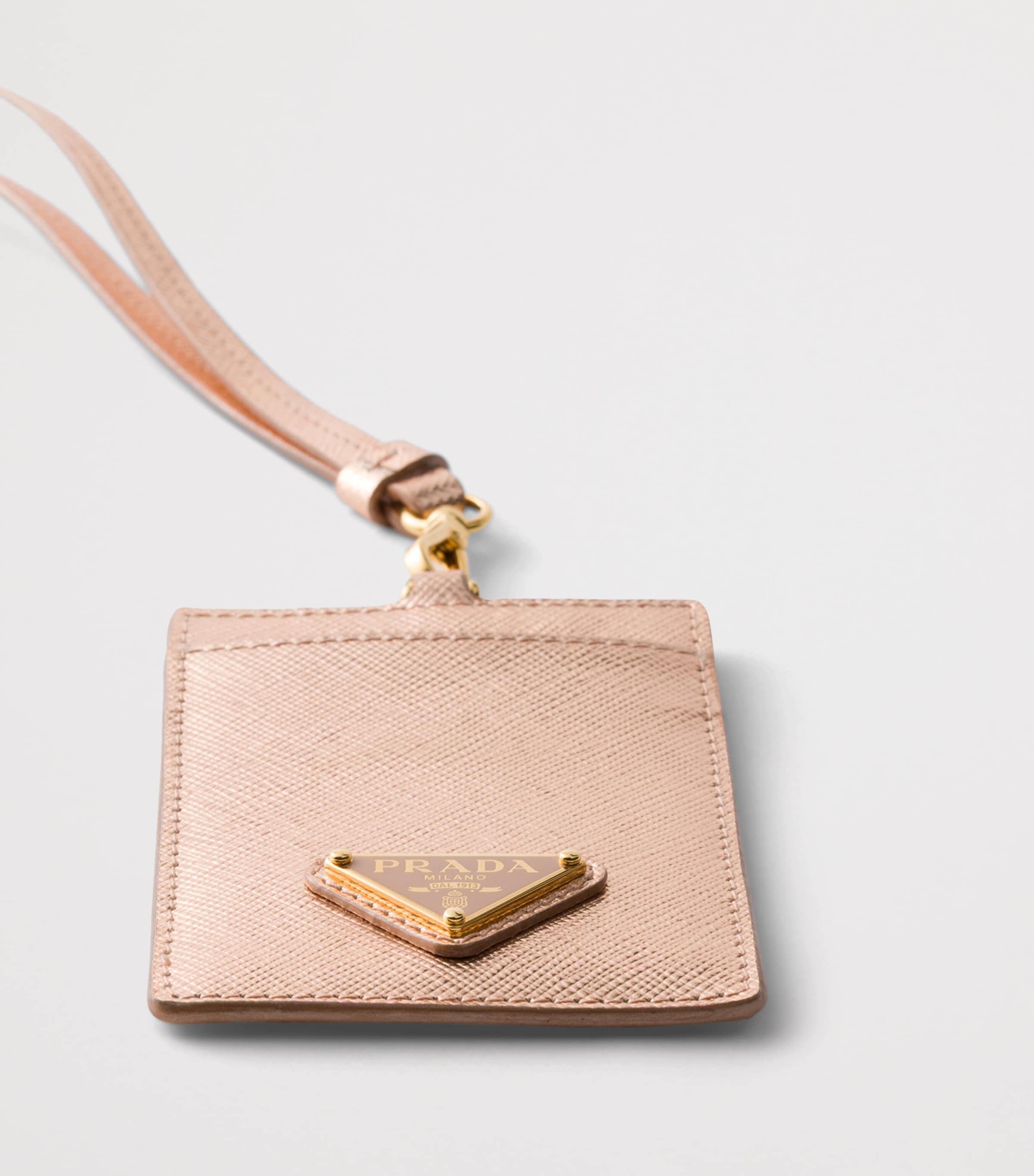 Prada Saffiano Leather Badge Holder Powder Image 3