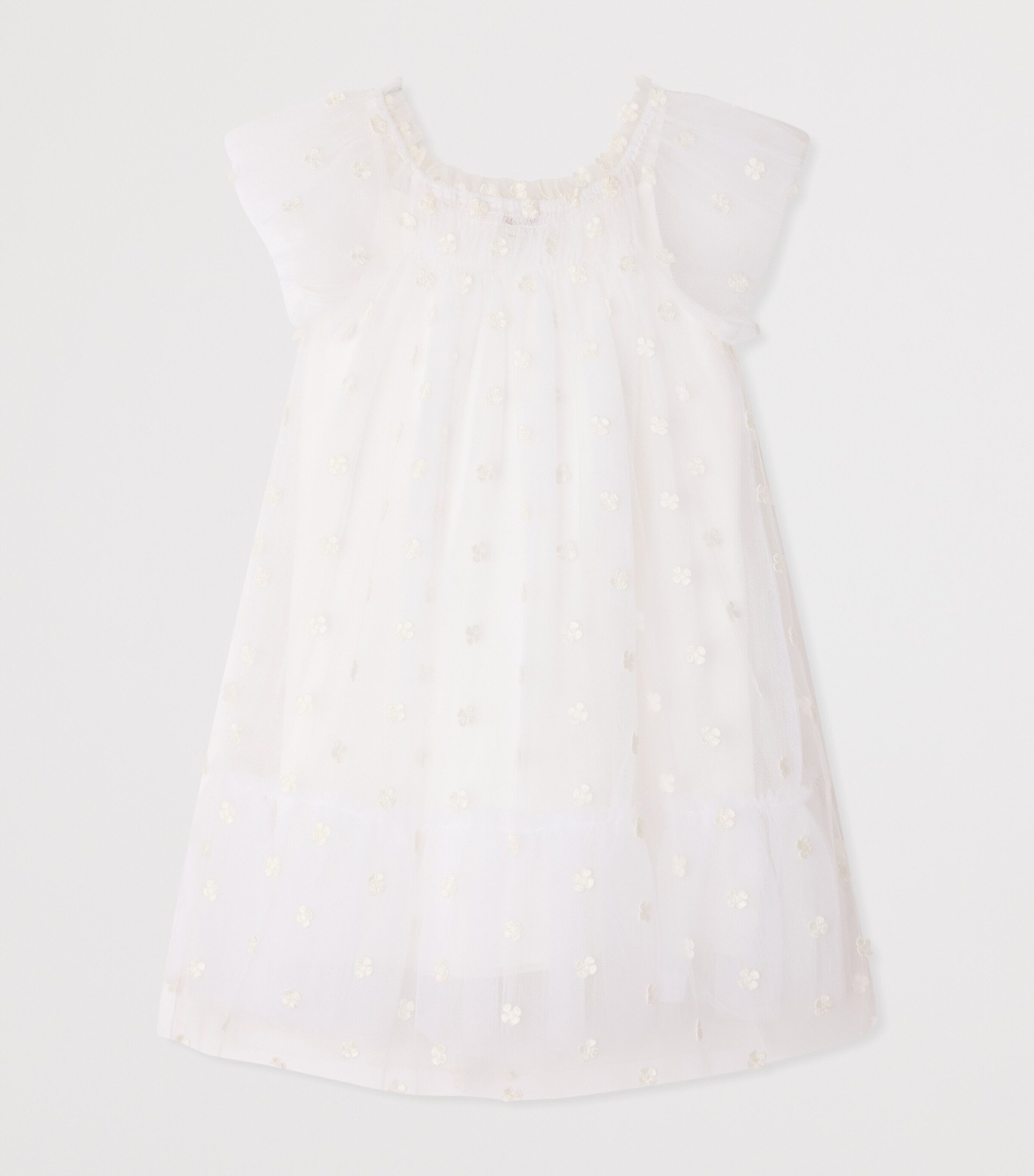 Bonpoint Cotton Embroidered Lisabeth Dress (10-14 Years) Blanc Naturel Image 2