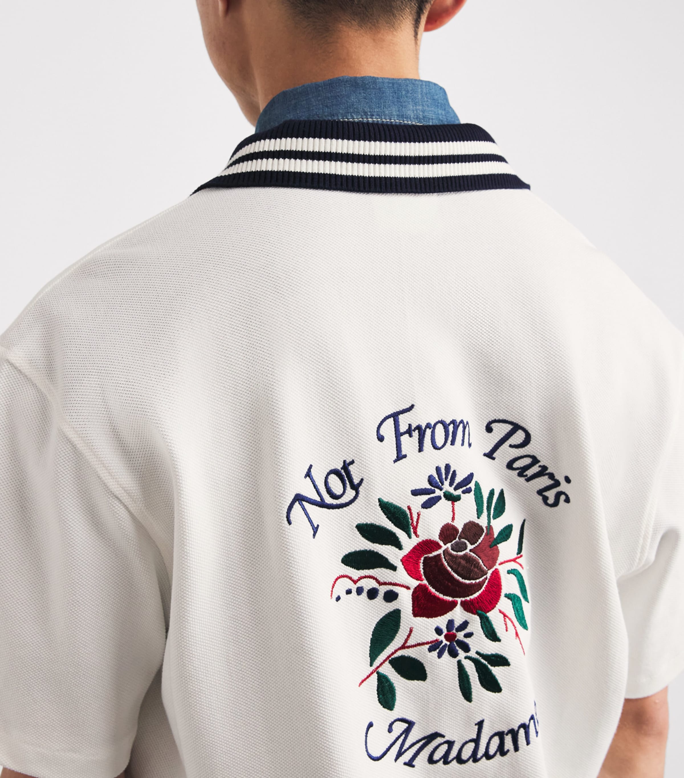 Drôle De Monsieur Mens Cotton Piqué Embroidered Shirt Off White Image 3