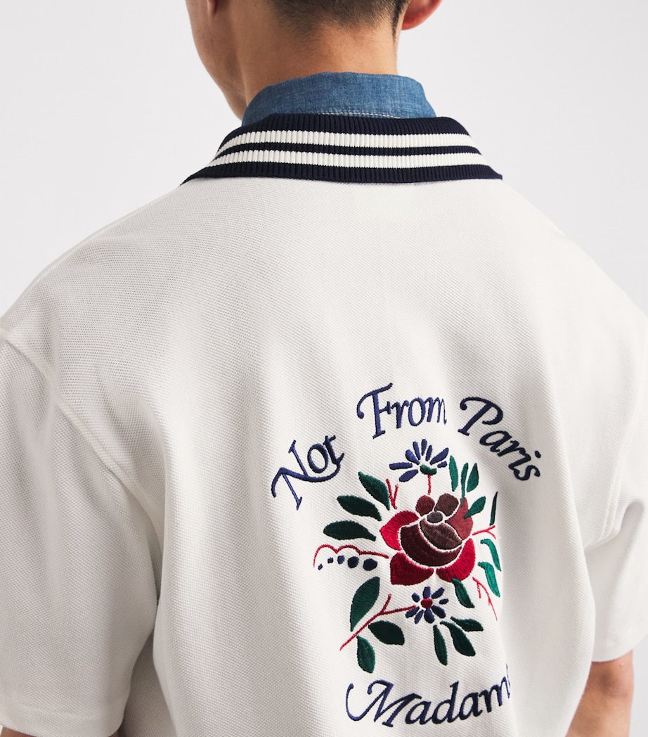 Drôle De Monsieur Mens Cotton Piqué Embroidered Shirt Off White Image 3