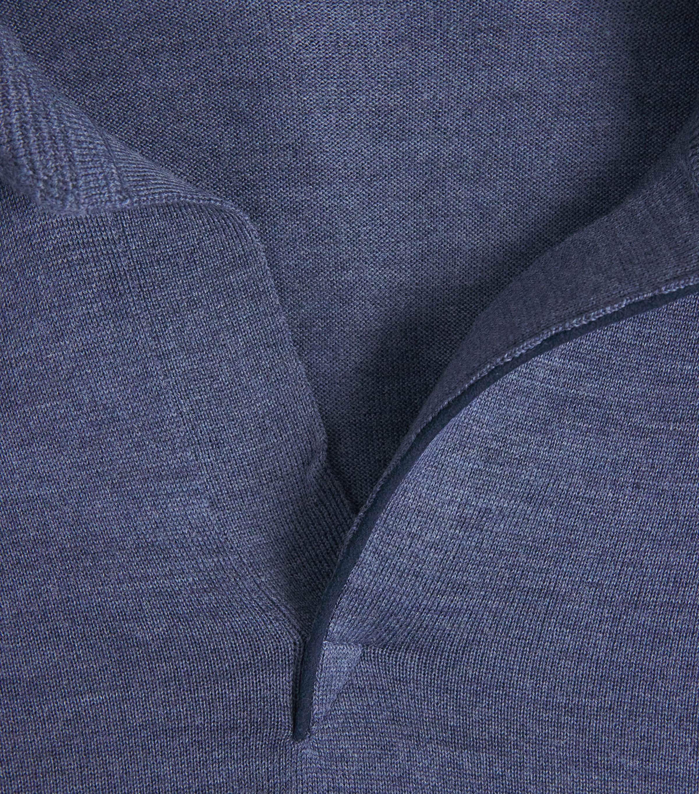 Sease Mens Virgin Wool Polo Shirt Denim Blue Image 6