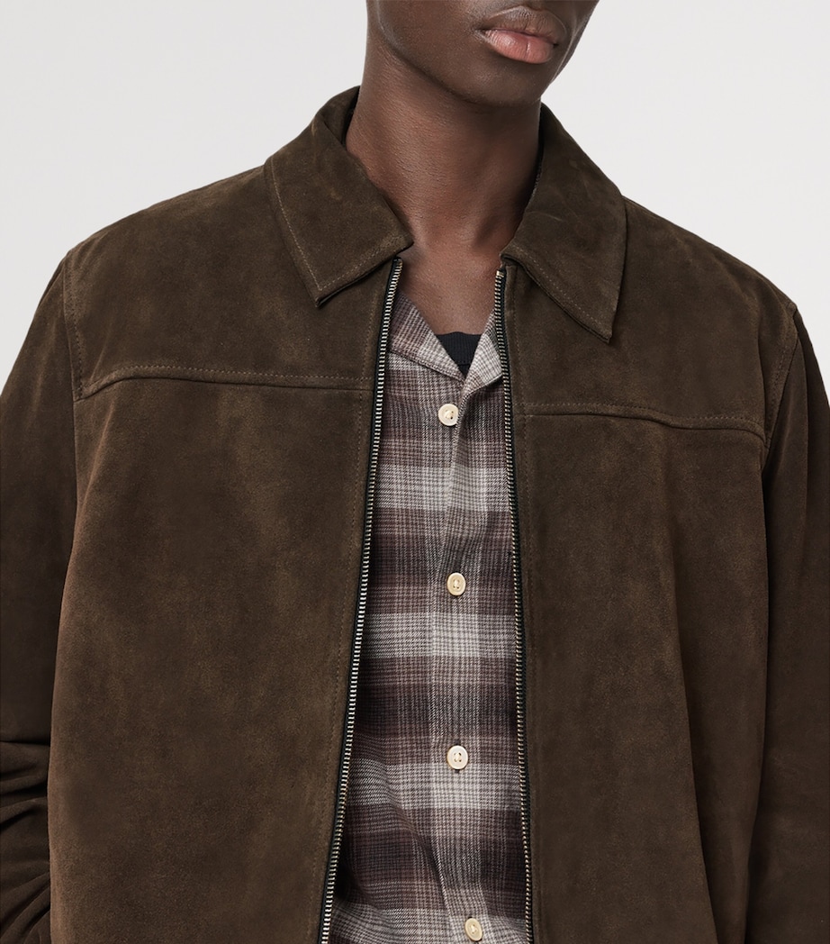 AllSaints Mens Rhone Leather Jacket Cocoa Brown Image 8