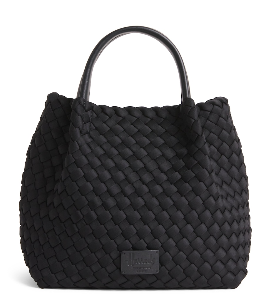 Harrods Mini Neoprene Woven Tote Bag Black Image 1