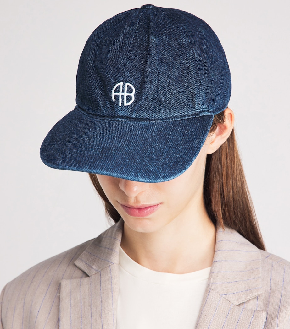 ANINE BING Denim Jeremy Baseball Cap Ink Blue Image 2