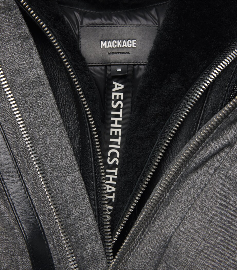 Mackage Mens Down Shearling Hooded Parka Coat Grey Mix Image 8