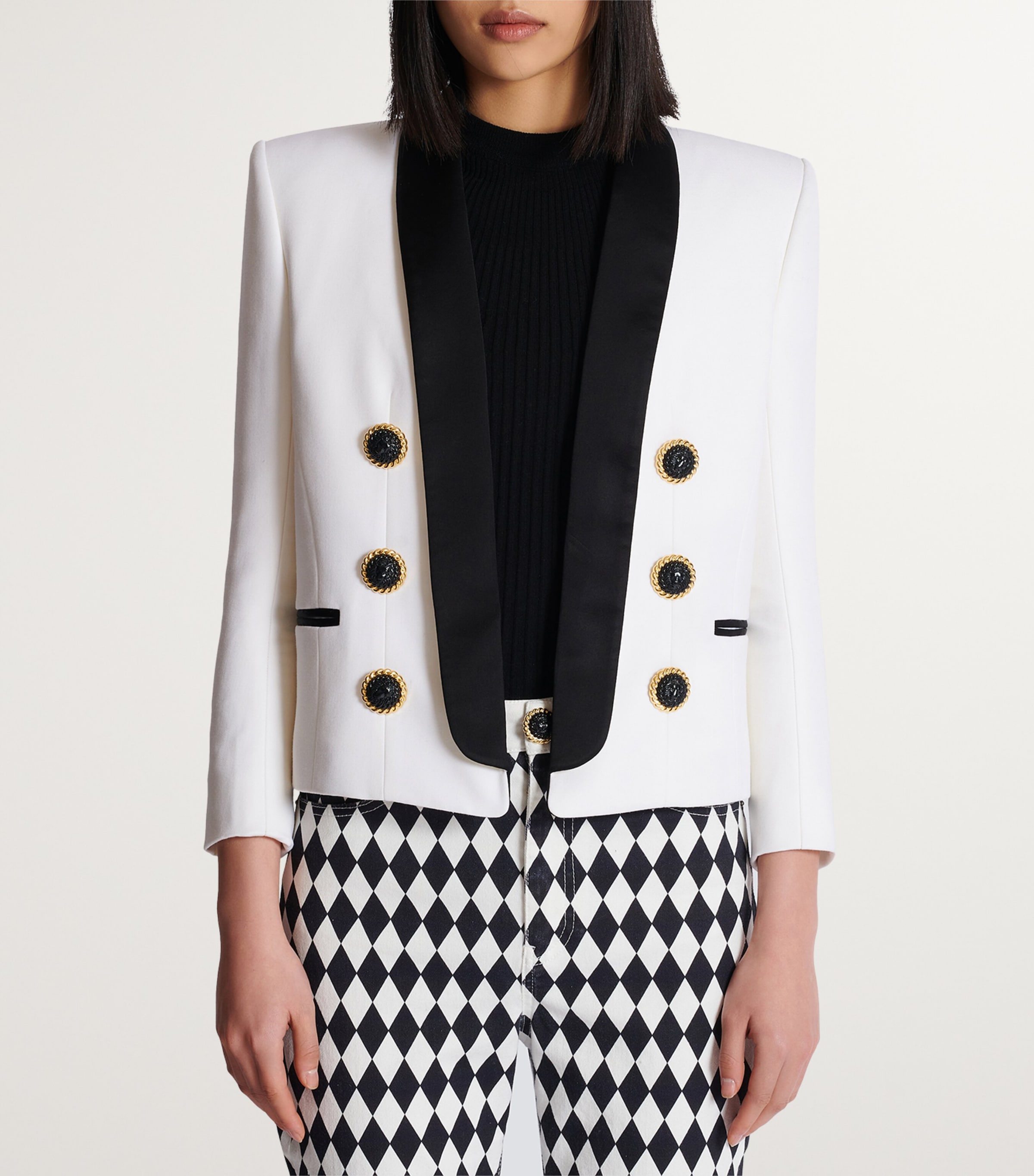 Wool Cropped Blazer GAB BLANC/NOIR Image 4
