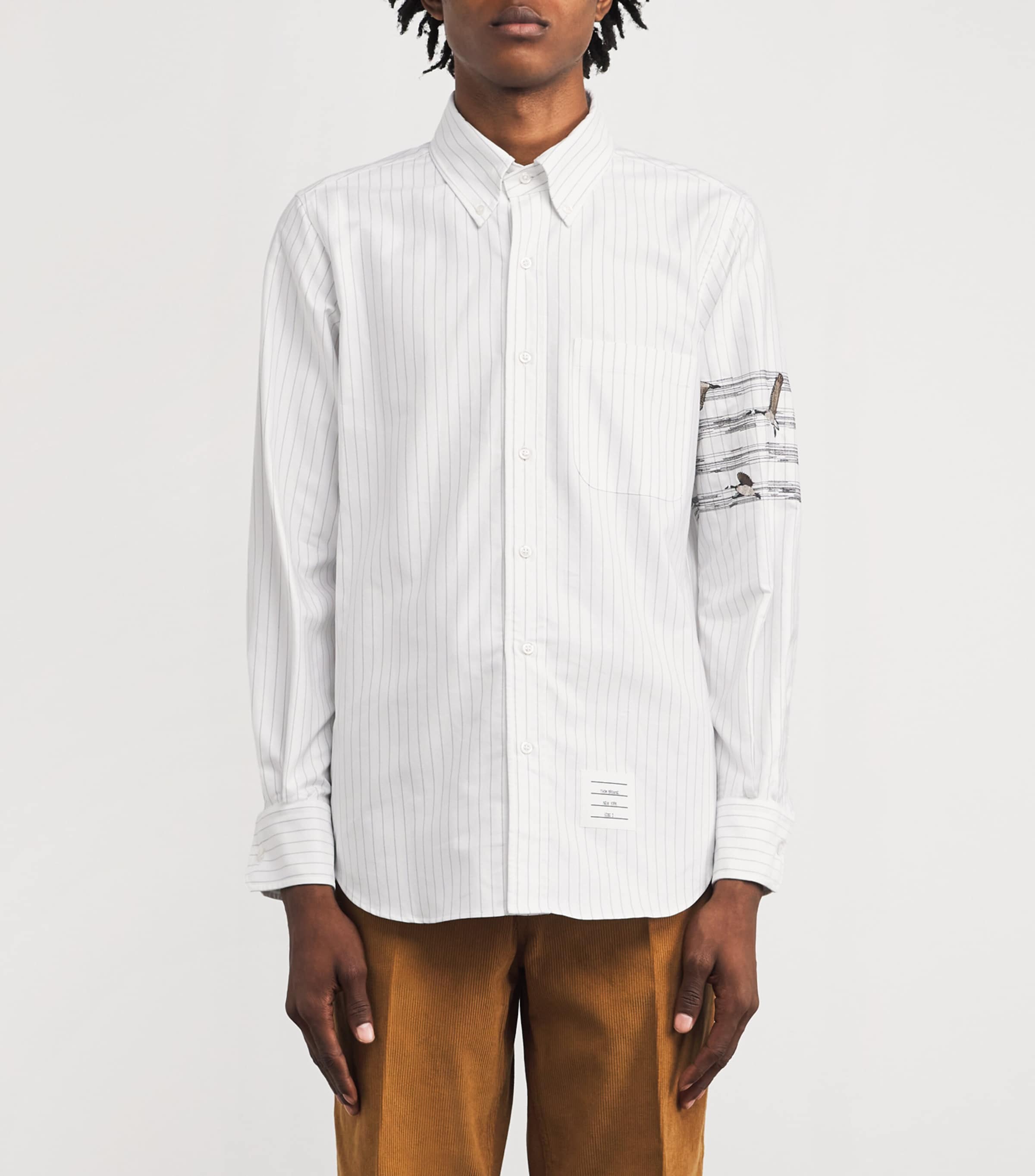 Cotton Embroidered Geese Shirt MED GREY Image 3