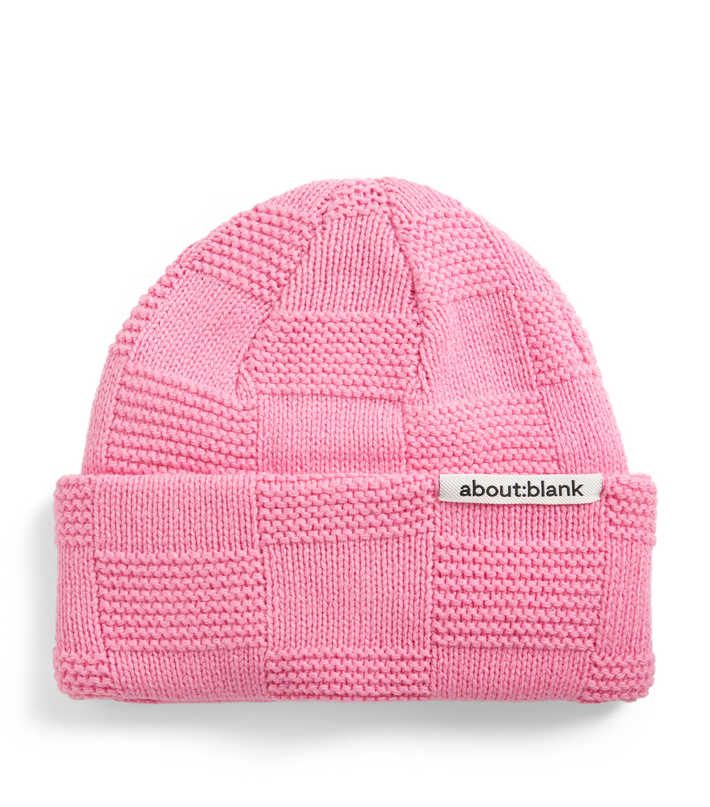 Cotton-Blend Checkerboard Knit Beanie PINK Image 1