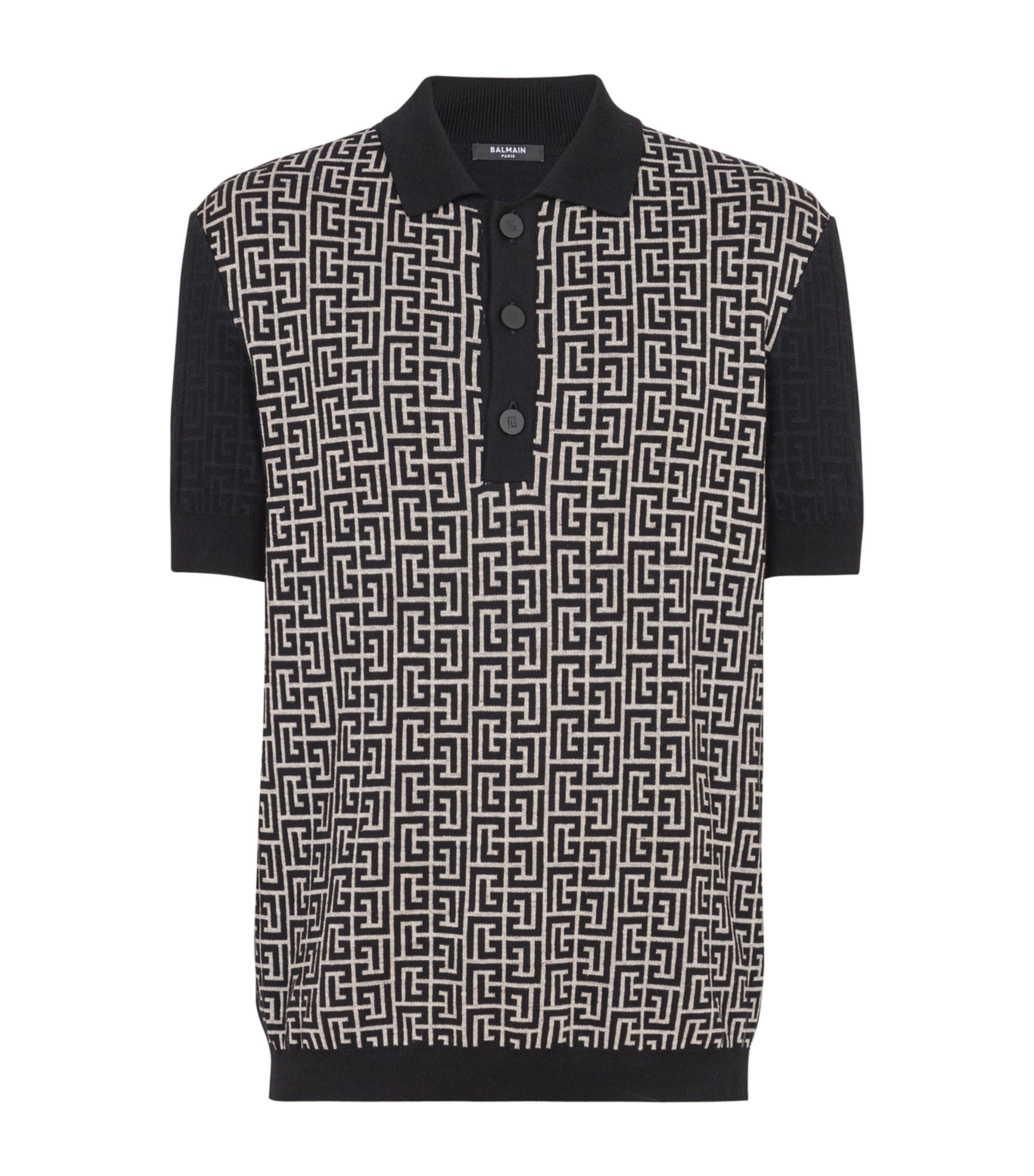 Balmain Monogram Pattern Polo With Classic Collar
