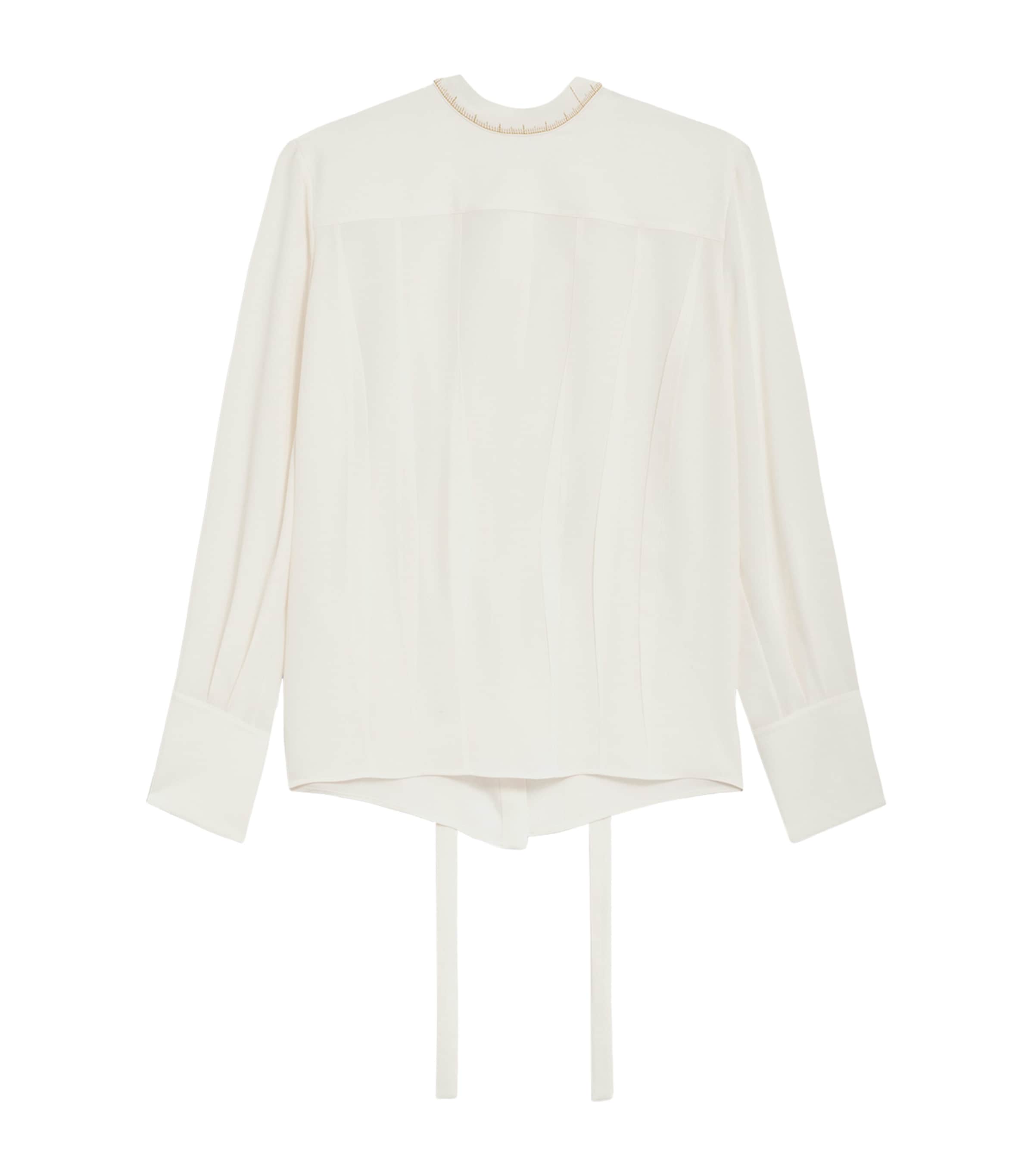 Schiaparelli Womens Silk Measuring Tape Blouse Ecru Image 1