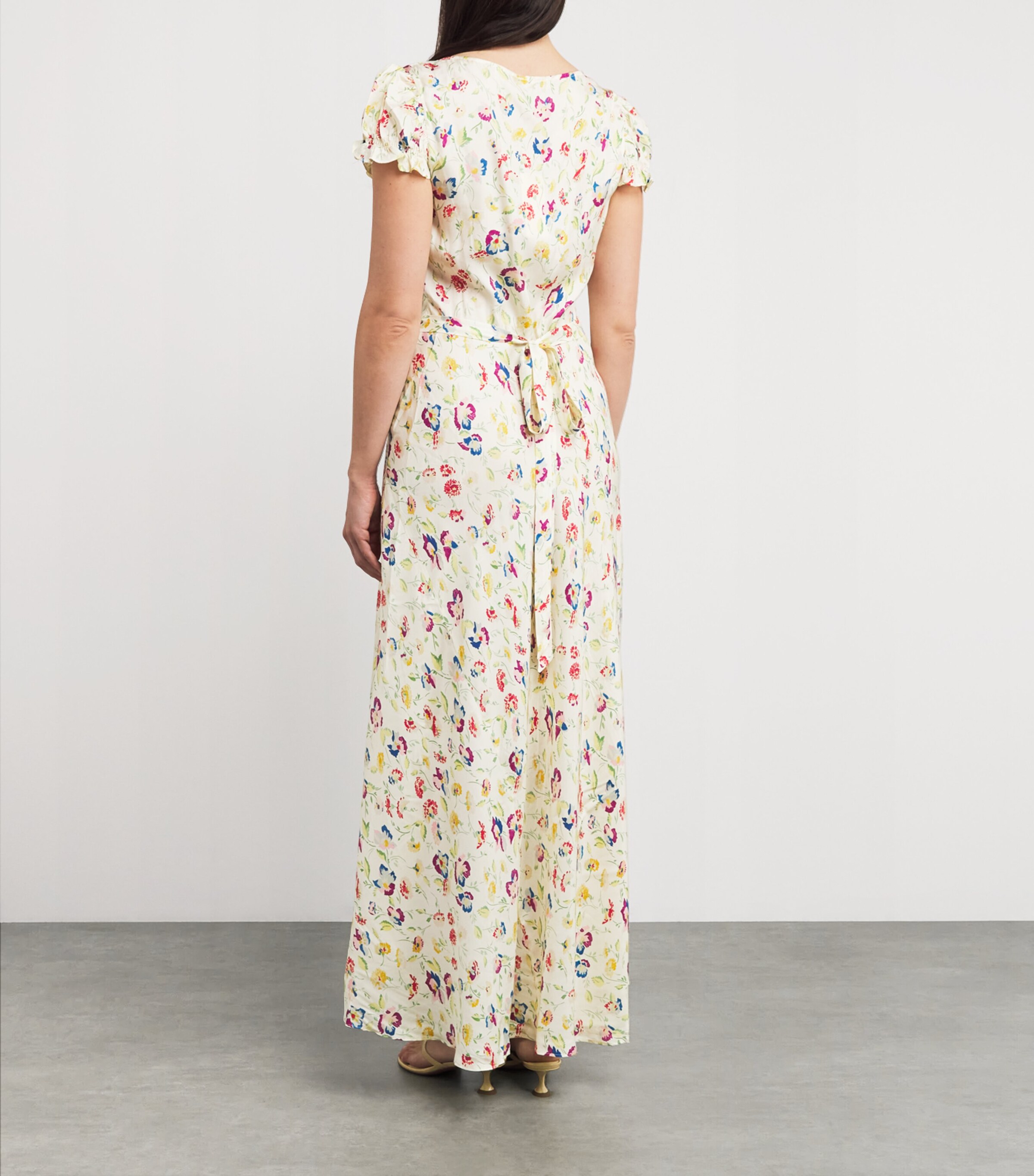 DÔEN Womens Silk-Blend Satin Valerine Maxi Dress Windswept Blooms Image 3