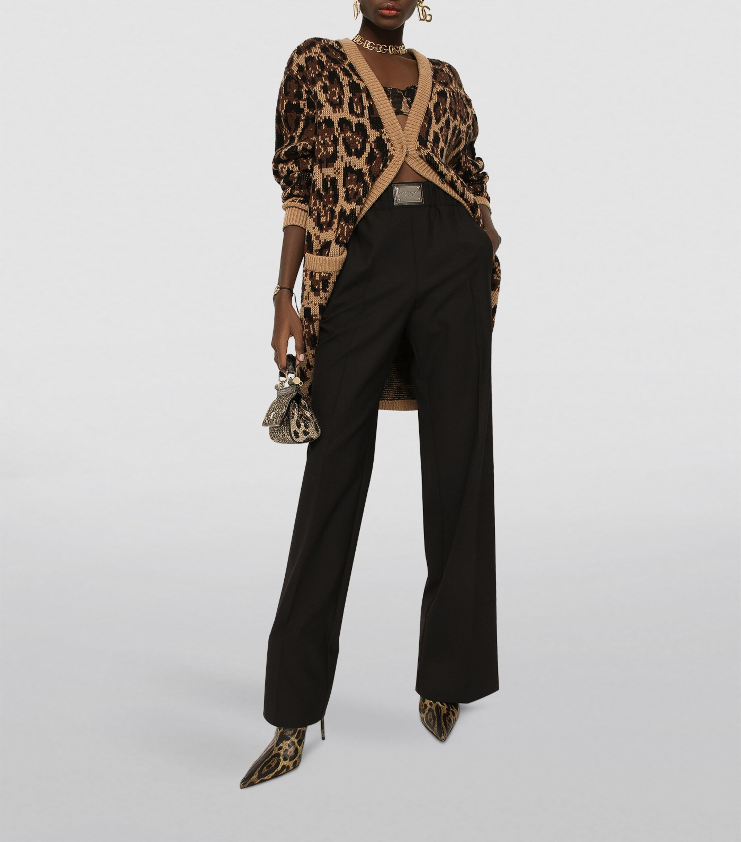 Logo-Plaque Tailored Trousers N0000-BLACK Image 4