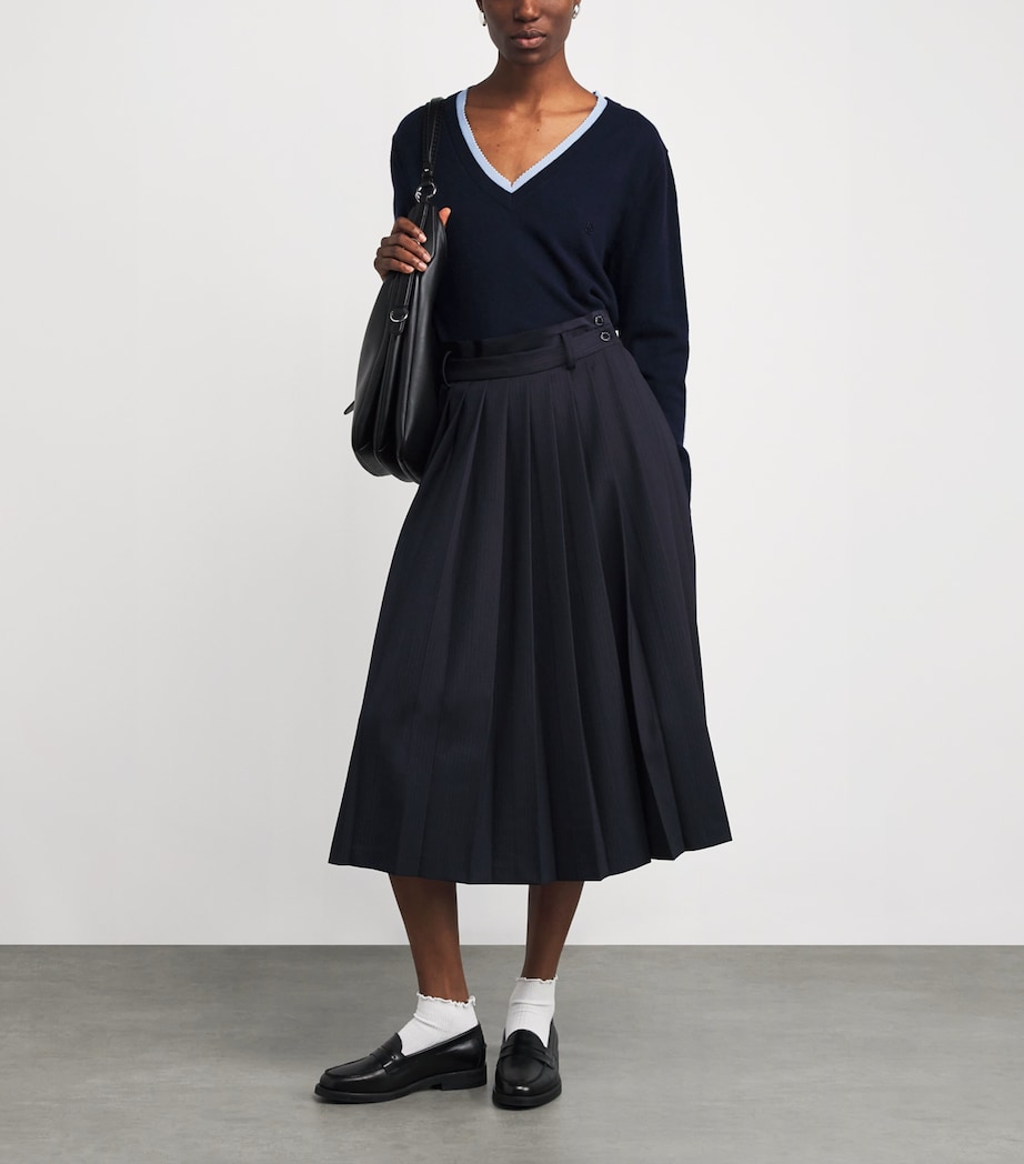Wool-Blend Pleated Midi Skirt NAVY BLUE Image 2