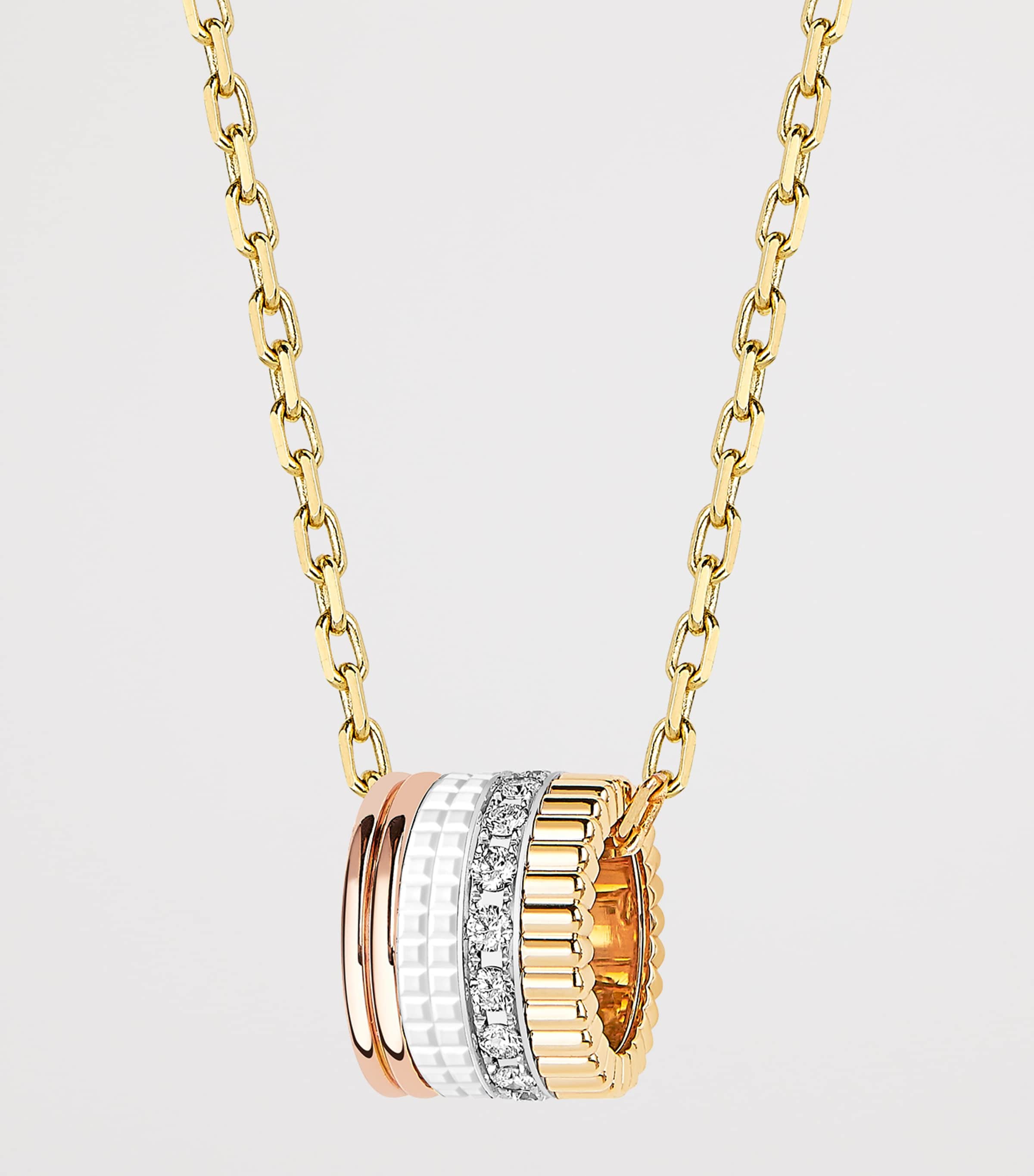 Large Mixed Gold and Diamond Quatre White Edition Necklace YELLOW GOLD Image 3