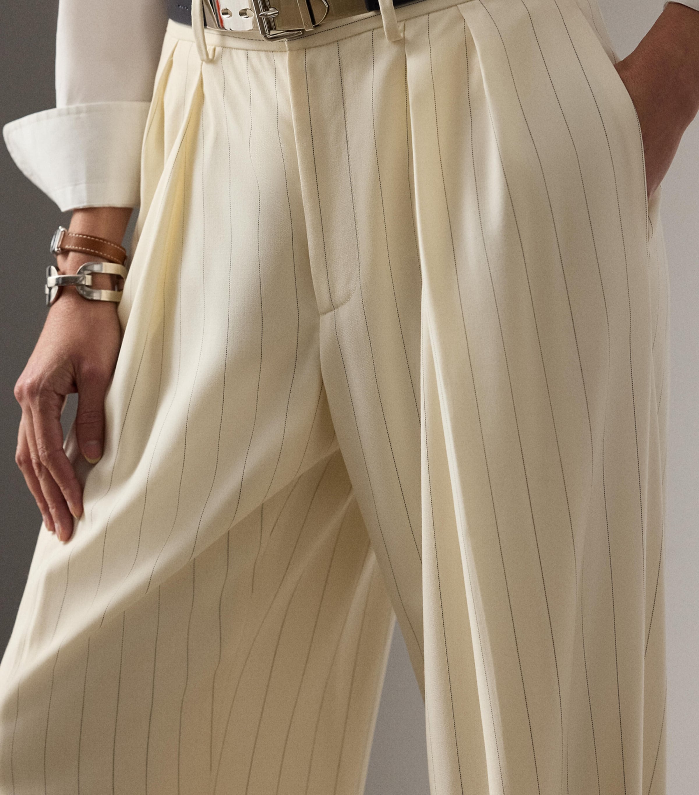 Wool Stripe Jody Trousers NATURAL-101 Image 5