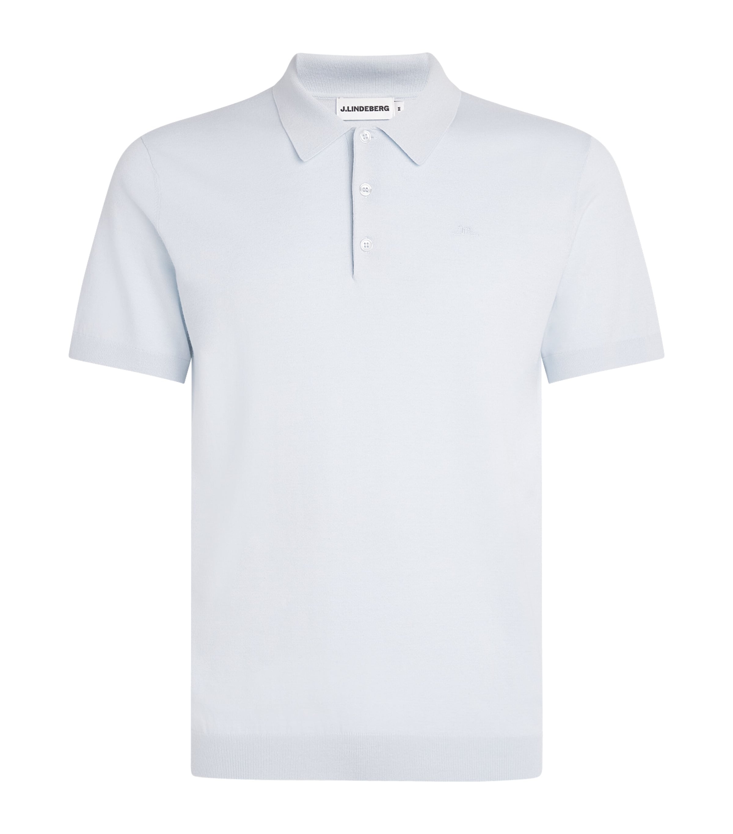 J Lindeberg Mens Knitted Ridge Polo Shirt Skywriting Image 1