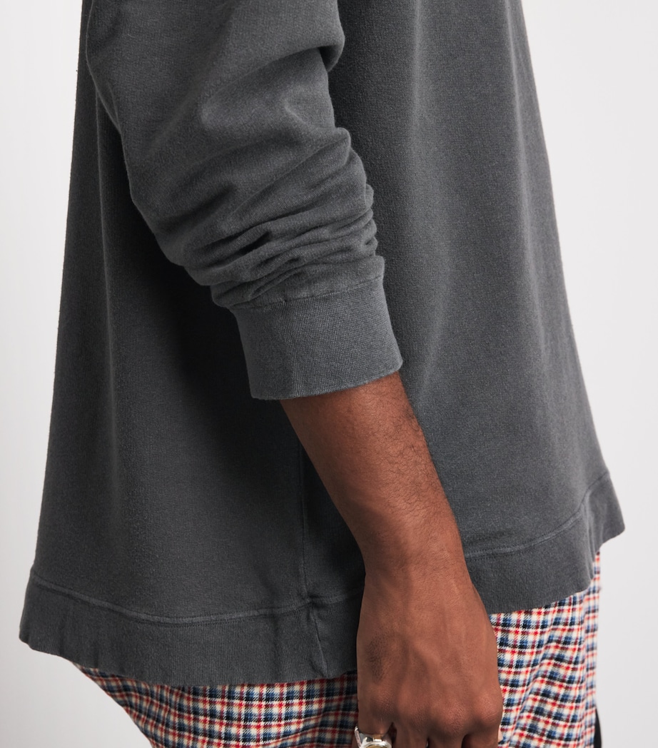 Our Legacy Mens Cotton-Linen-Blend Slack Sweatshirt Washed Blk Rgu Lopbk Image 3
