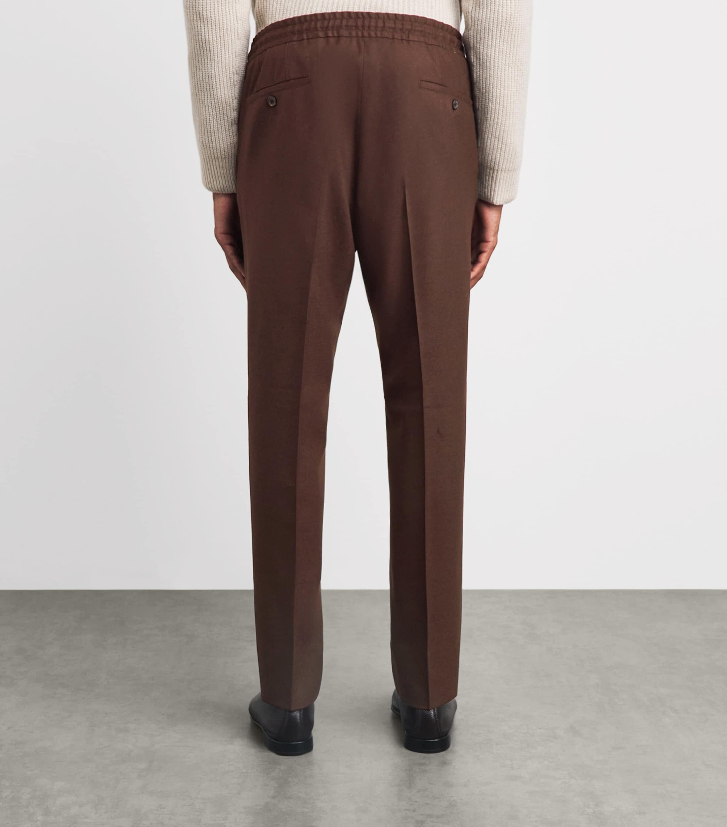 Corneliani Mens Virgin Wool-Blend Slim Tailored Trousers Brick Brown Image 5