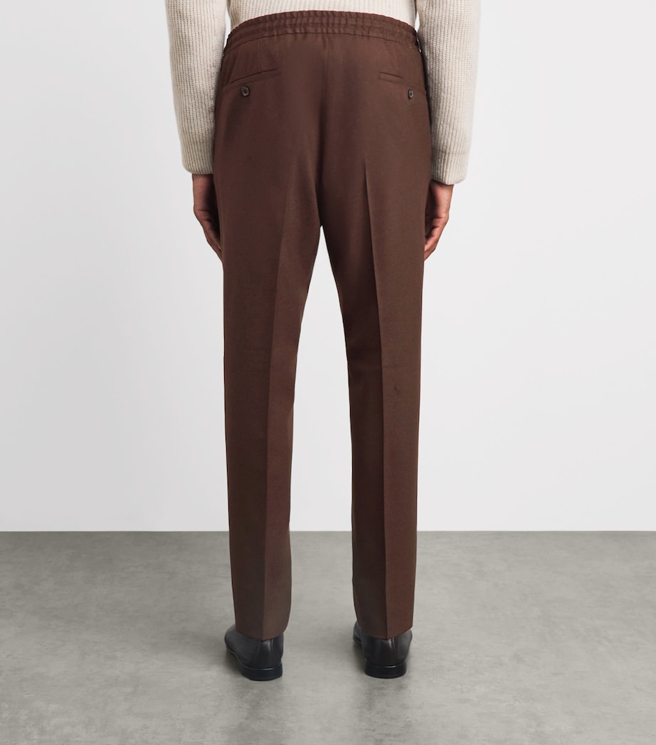 Corneliani Mens Virgin Wool-Blend Slim Tailored Trousers Brick Brown Image 5