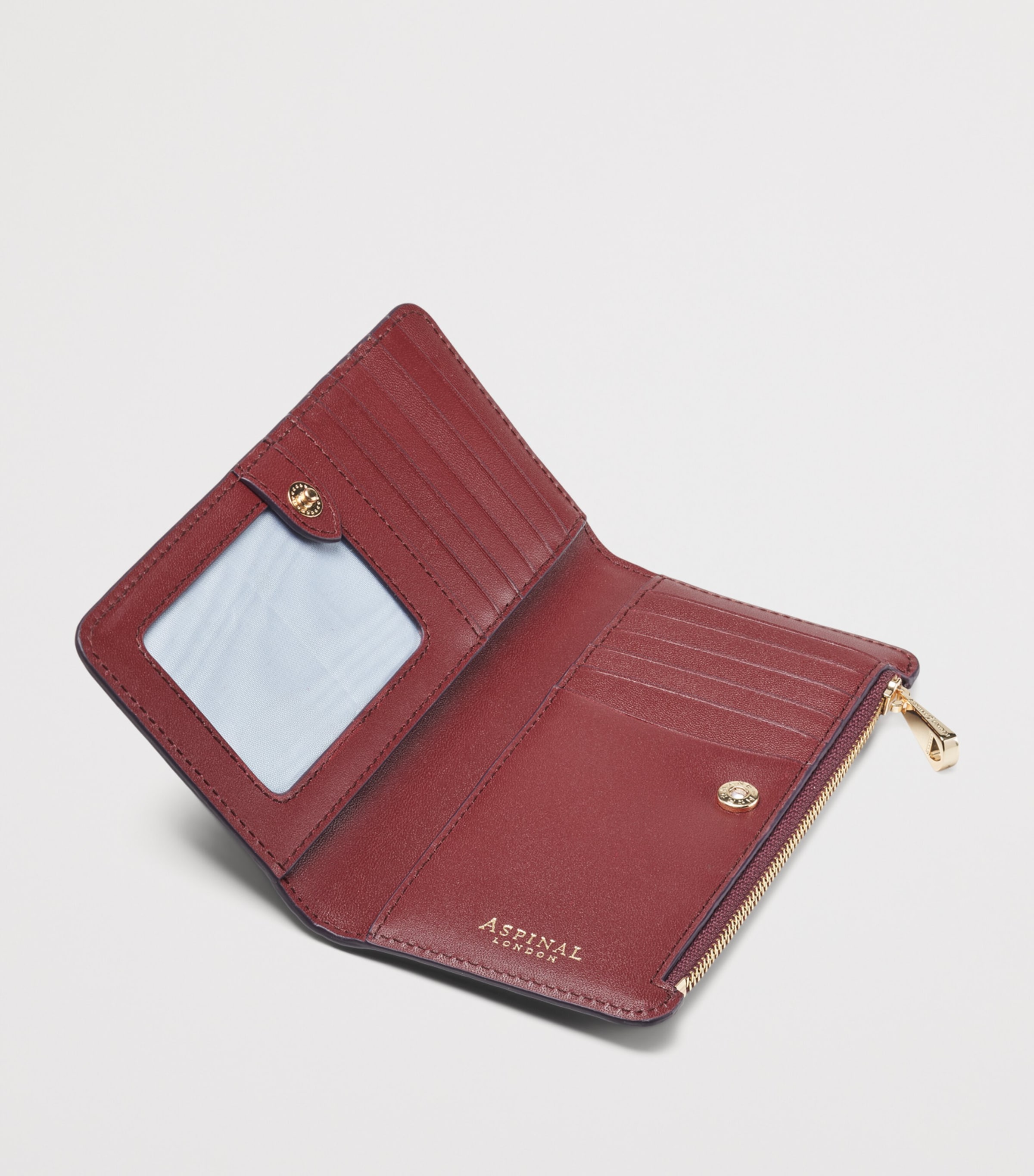 Large Leather Croc-Embossed Mayfair Purse MERLOT Image 3