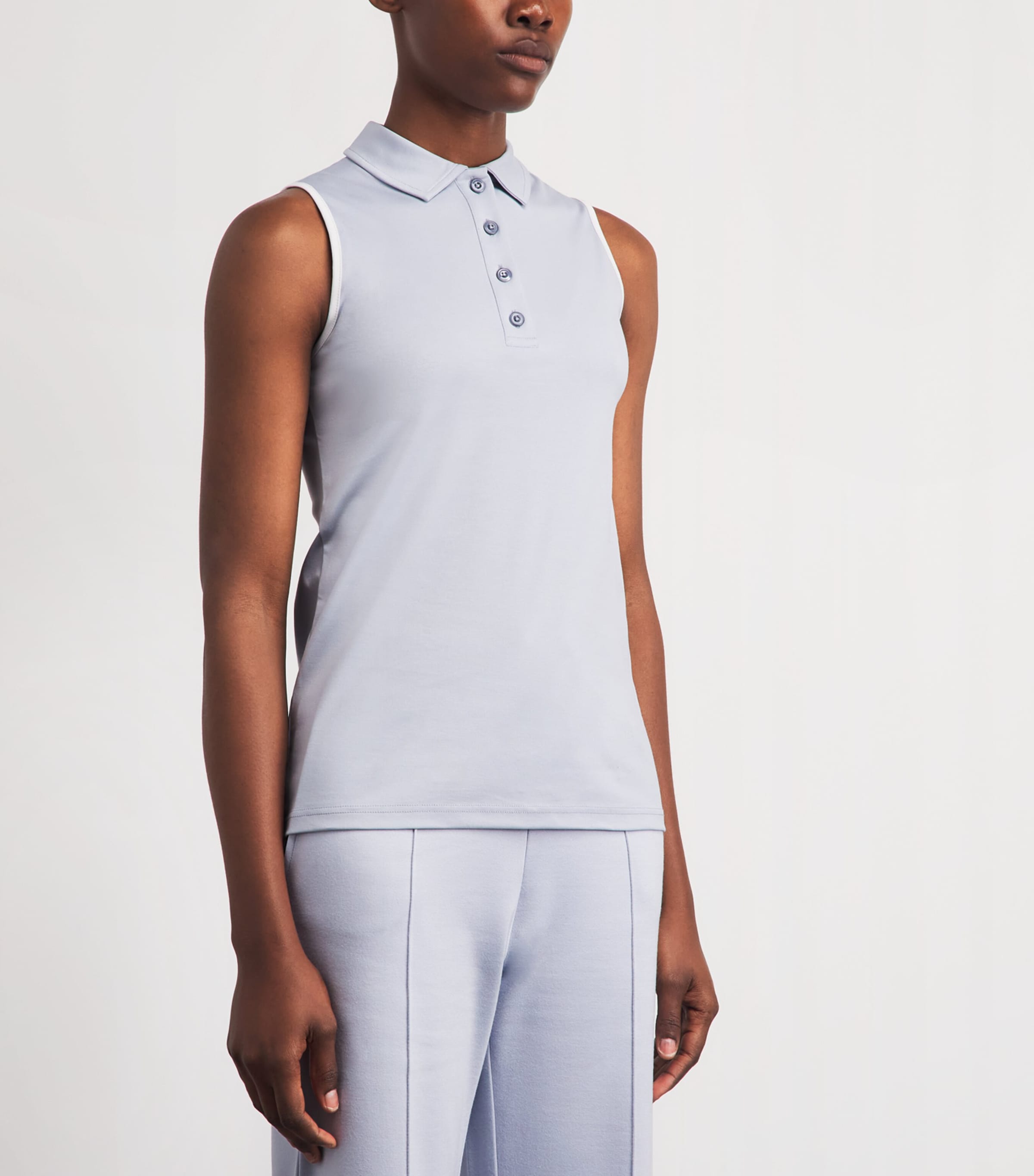 Eleventy Womens Cotton Sleeveless Polo Shirt Nuvola, Bianco Image 4