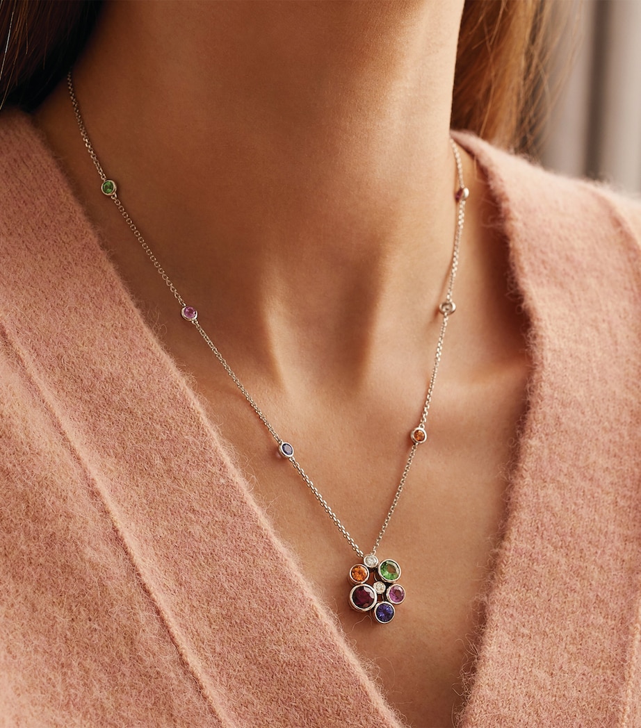 White Gold, Diamond, Tanzanite and Gemstone Raindance Rainbow Pendant SILVER Image 2