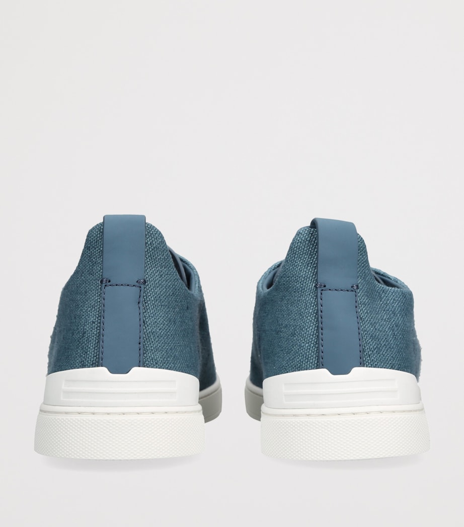 Cotton-Linen Triple Stitch Sneakers BLUE Image 2