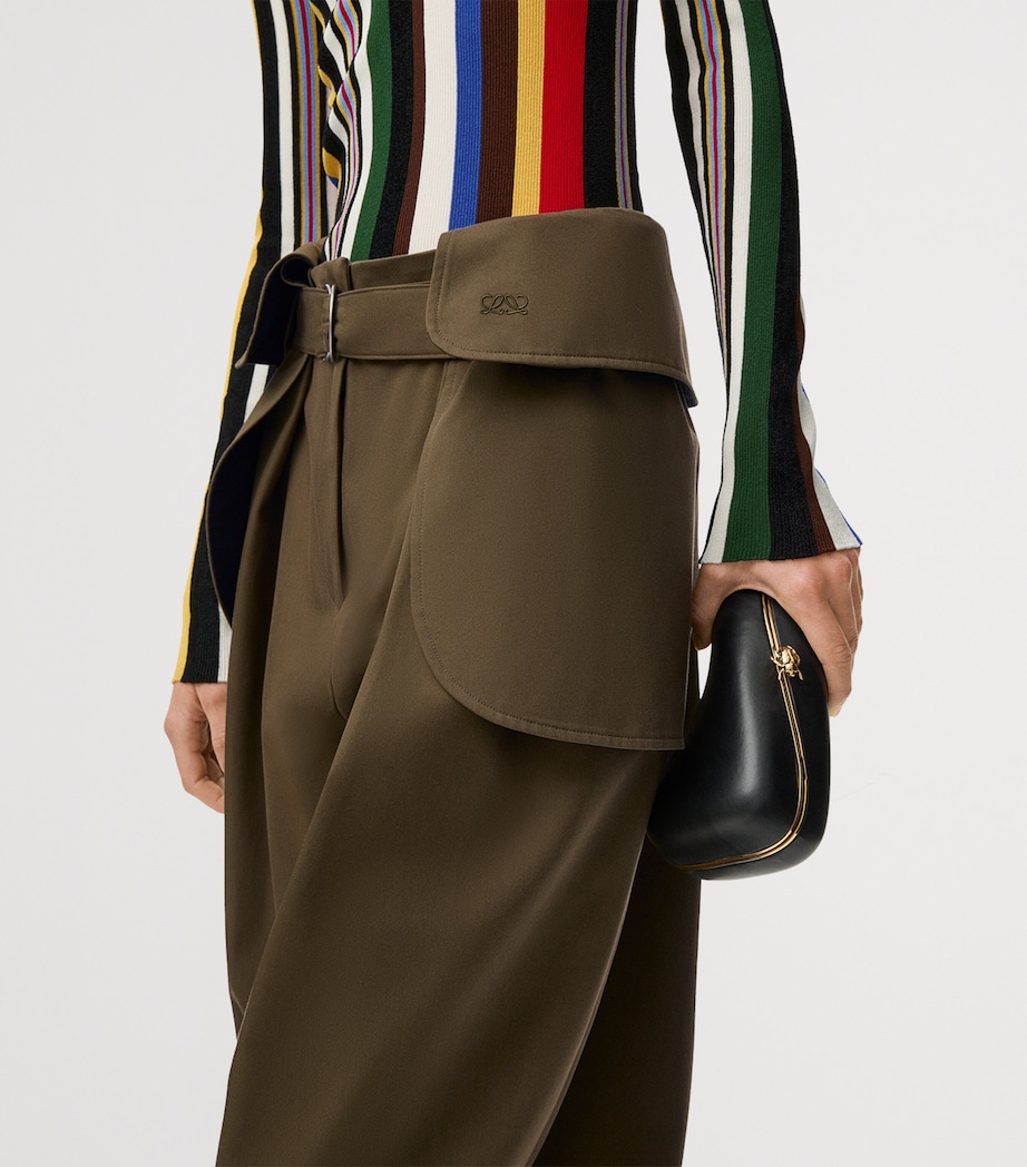 LOEWE Womens Cotton-Silk Cargo Trousers Khaki Green Image 5