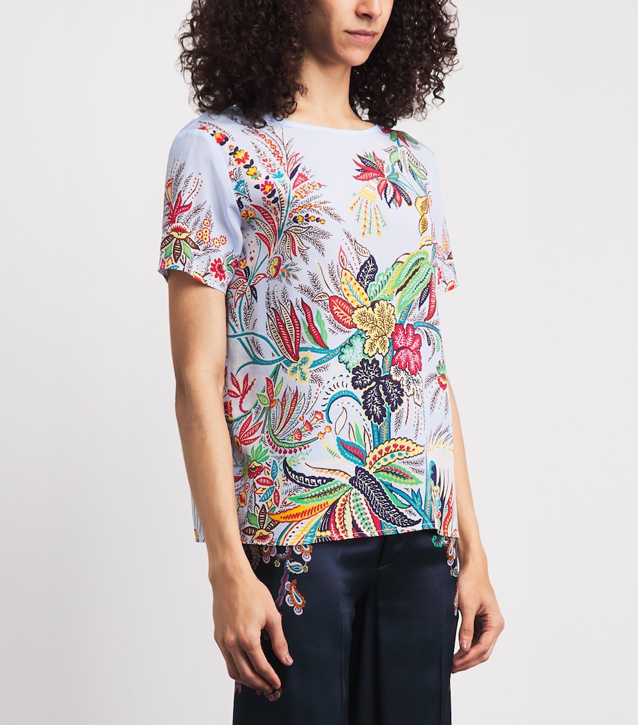 Etro Womens Silk Paisley T-Shirt Prnt/pl Blu Bs Image 4
