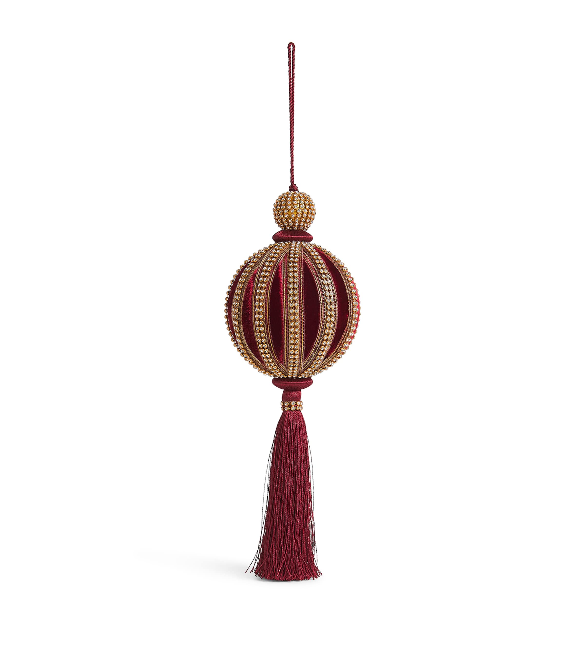 Tinker Tailor Velvet Crystal-Embellished Bauble Burgundy & Gold Image 1