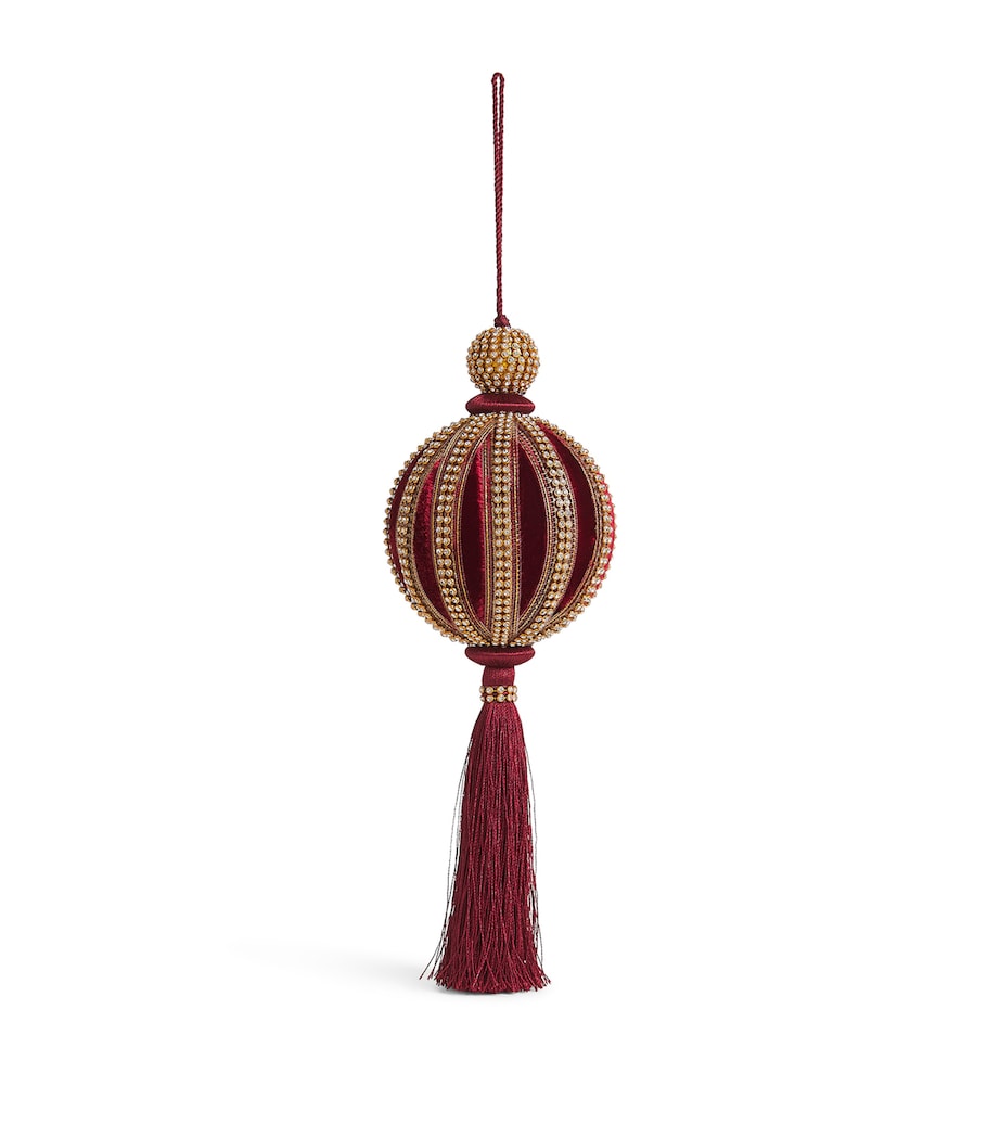 Tinker Tailor Velvet Crystal-Embellished Bauble Burgundy & Gold Image 1