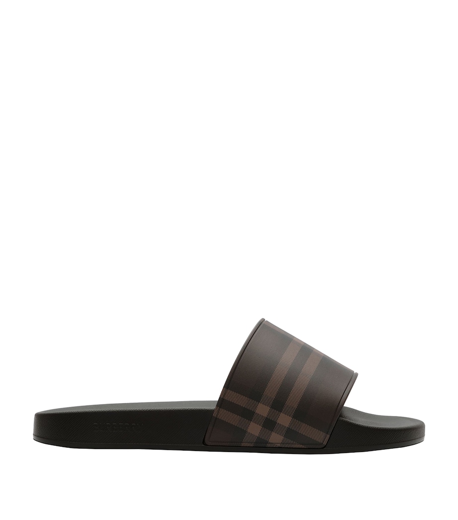 Burberry Check Slides Dark Brown Ip Chk Image 1