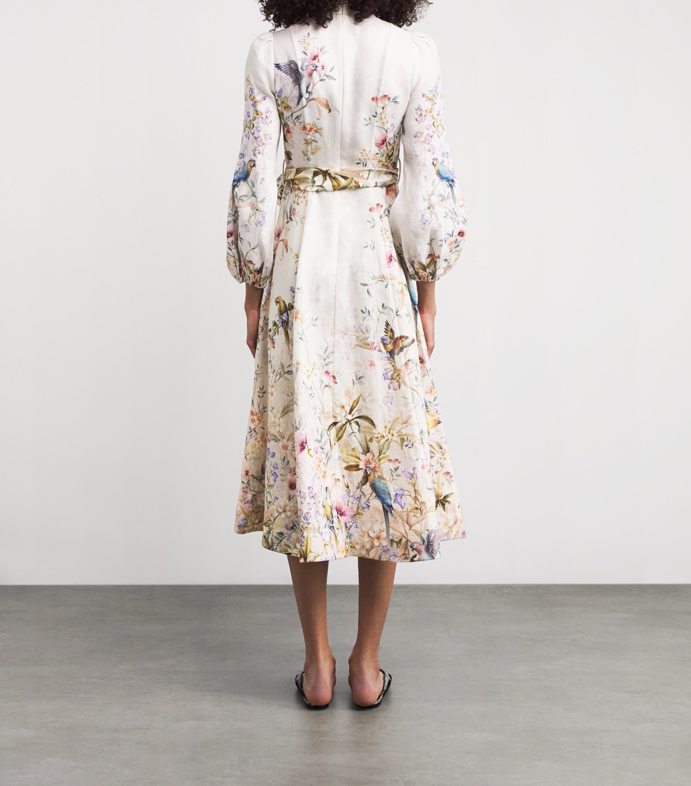 Linen Rebellion Floral Midi Dress CRMAV CREAM AVIARY Image 3