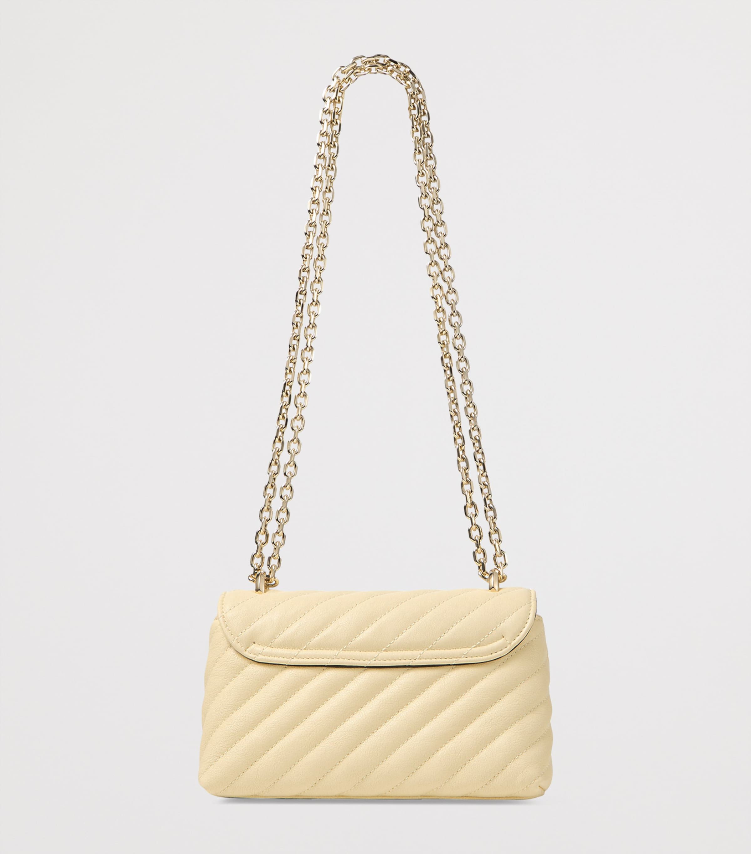 Jimmy Choo Curve Small Biker Leather Quilted Cross-Body Bag Buttermilk/shiny Gol Image 5
