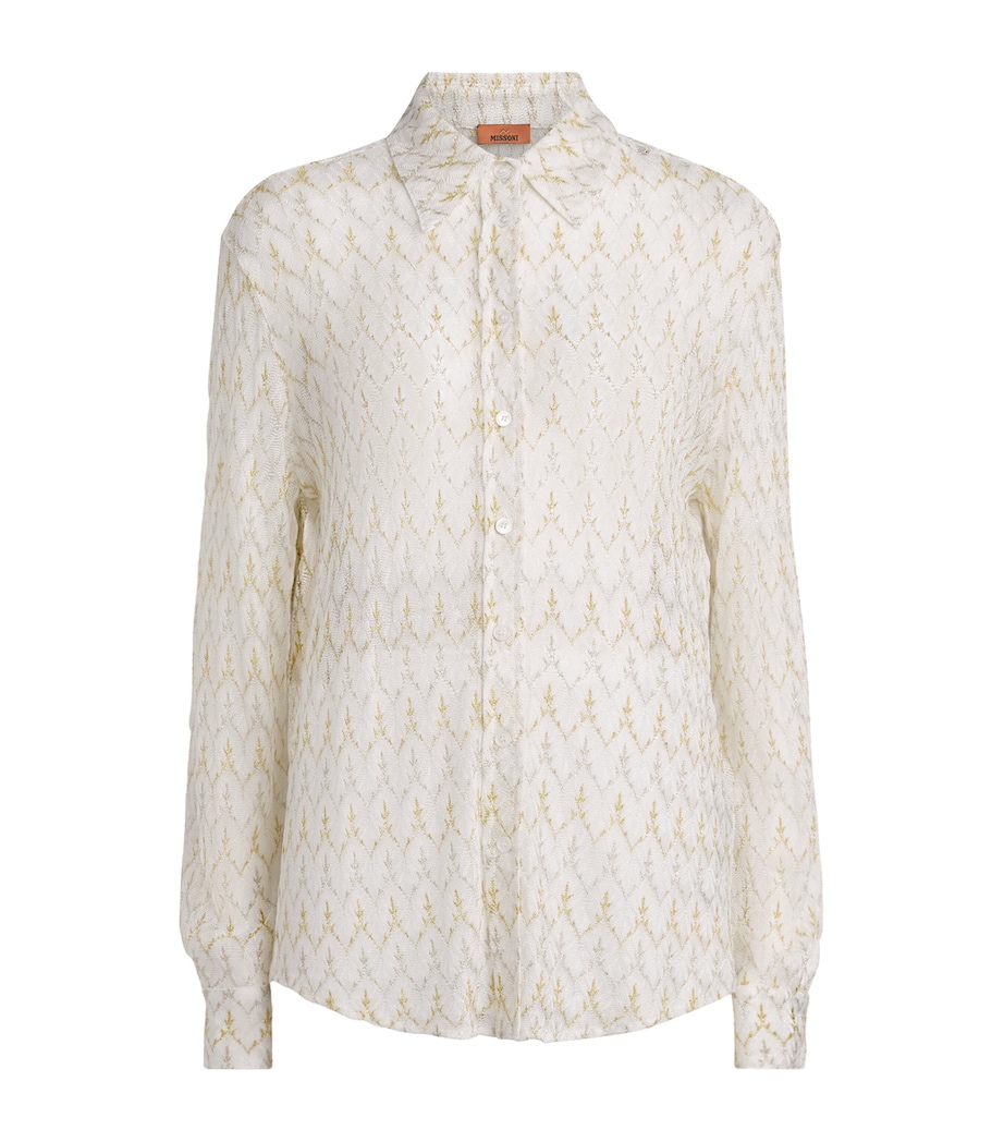 Missoni Womens Crochet Zigzag Shirt White /gold Image 1